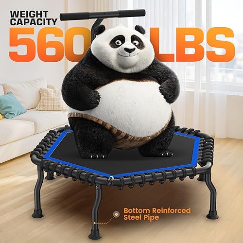 Miniatura 2 de ANCHEER 50" Rebounder Trampoline for Adults- 2025 Foldable Mini Trampoline with Bar- Exercise Trampoline for Adults, Max Load 560lbs, for