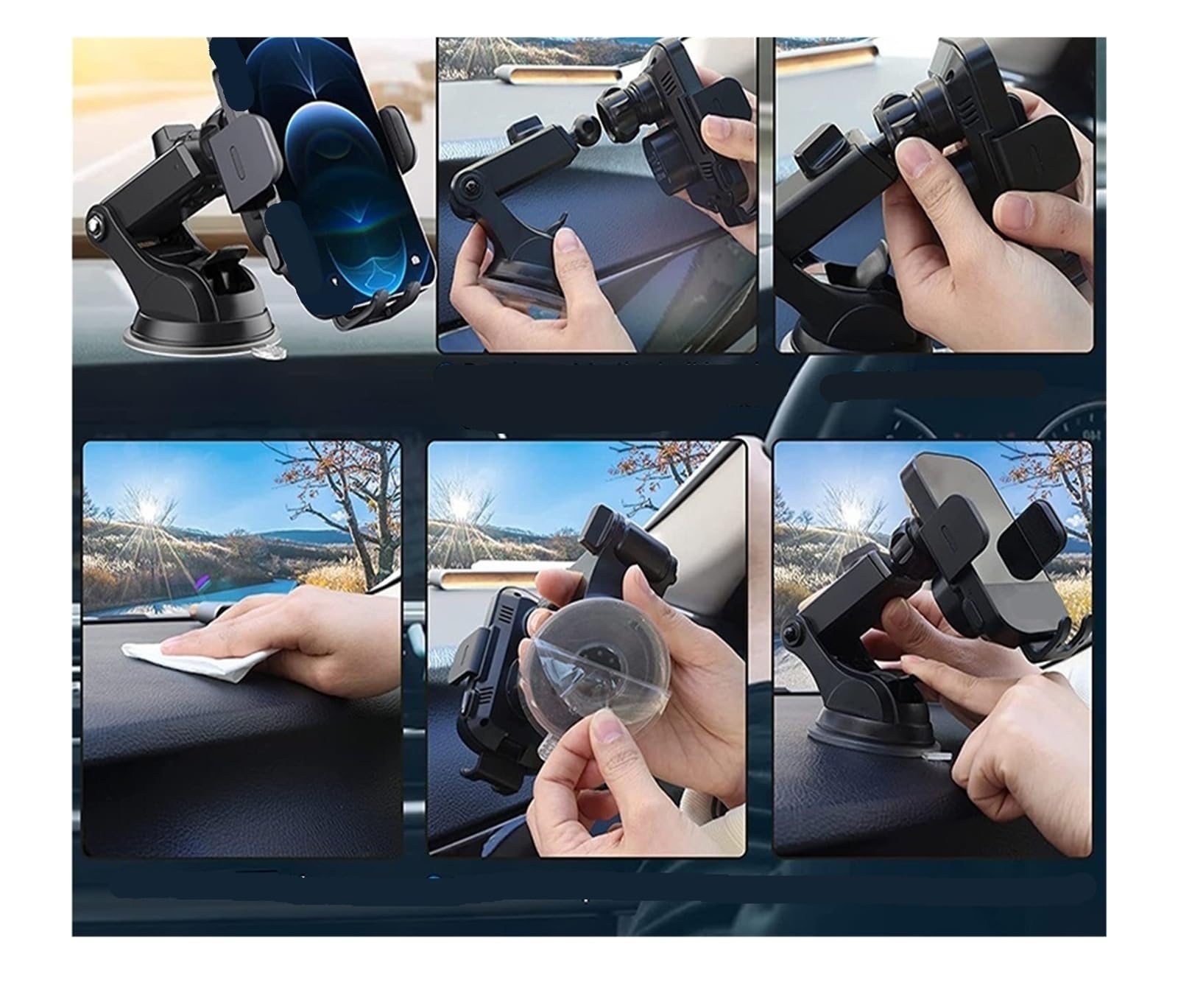 Generico Supporto for telefono da auto for parabrezza e bocchetta dell'aria(Green Phone Holder)