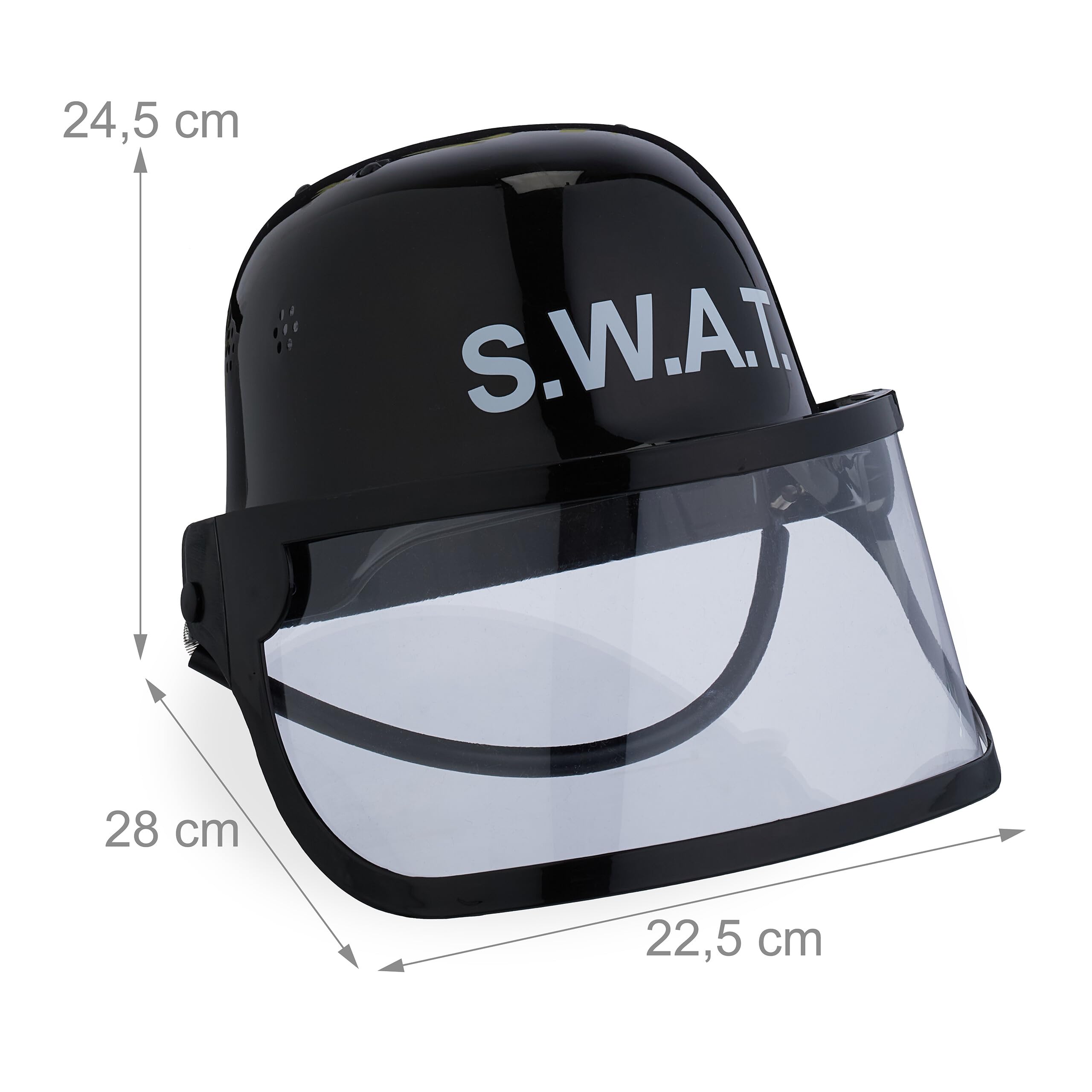 Boland - Kinderhelm Police, vizierhelm politieagent, kinriem, groen vizier, opklapbaar, kostuum, carnaval, themafeest, wit