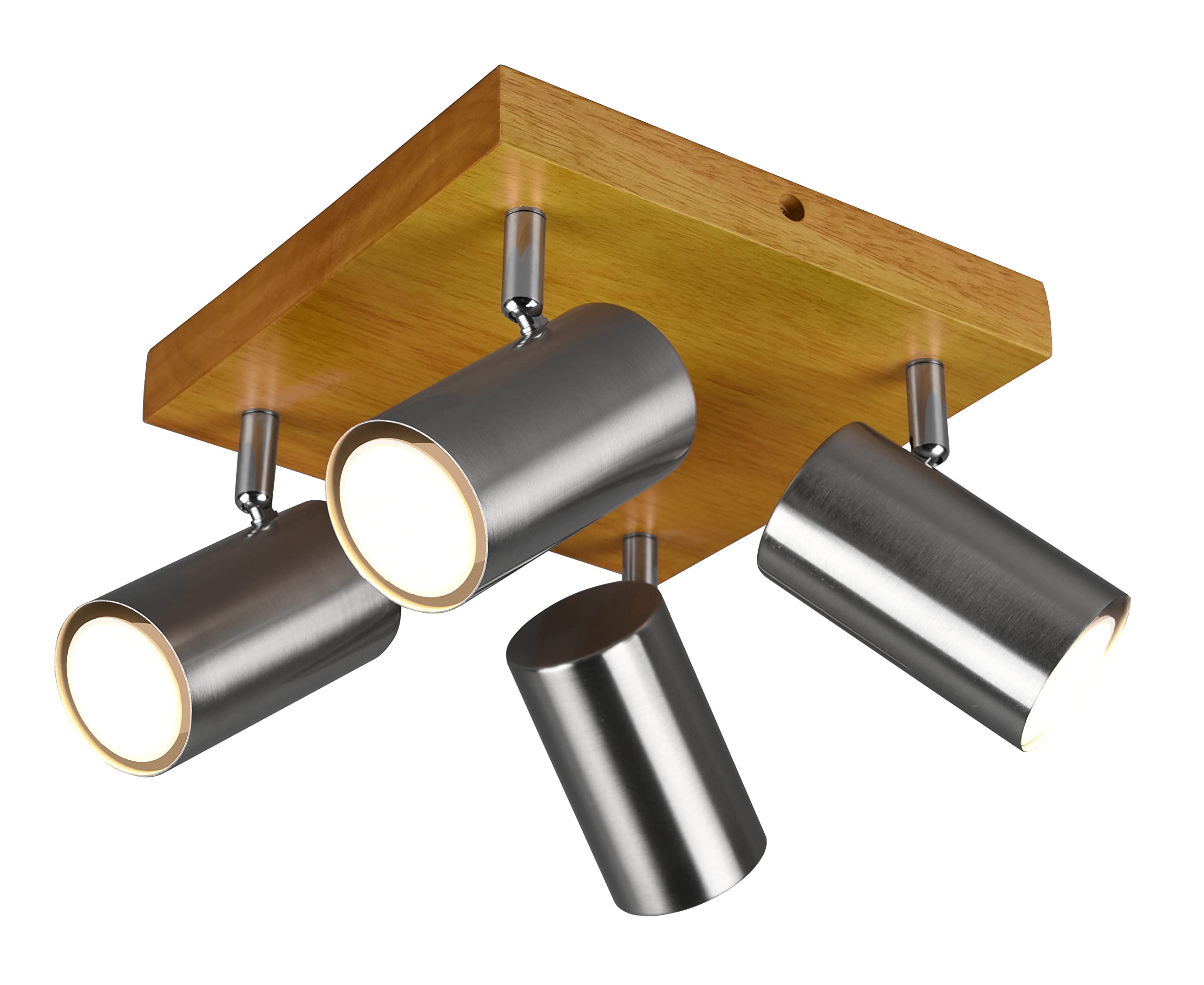 Spot Light Silver Marley 4 Plate Matt Nickel & Natural Wood Trio 812400407