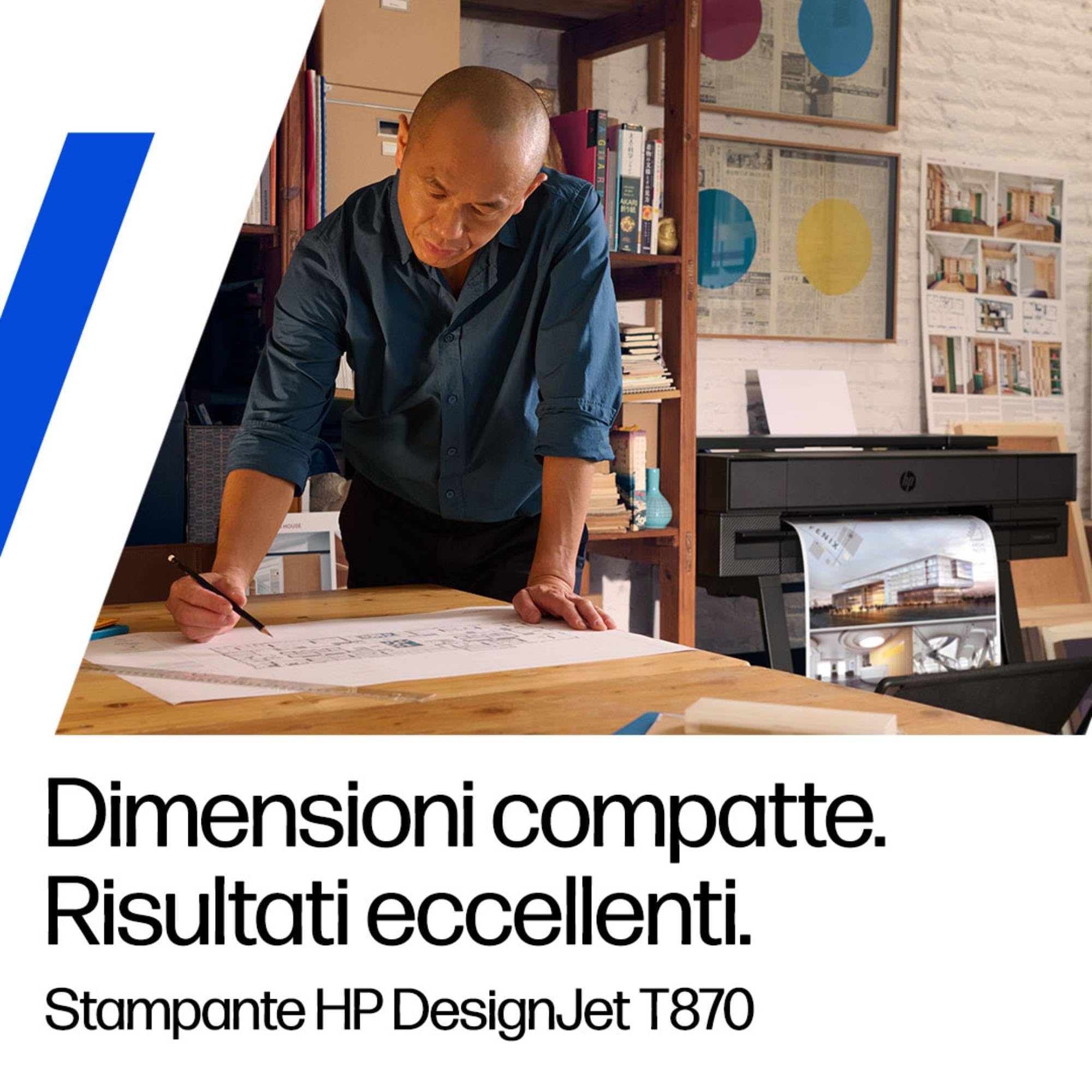 HP DesignJet T870, 61 cm (AM0X9A), Stampante grande formato, Plotter, Multi-formato A4–A1/D, Fino a 120 stampe A1/ora, Wi-Fi, Ethernet, USB, Flex Tech, garanzia 2 anni, Click, nero