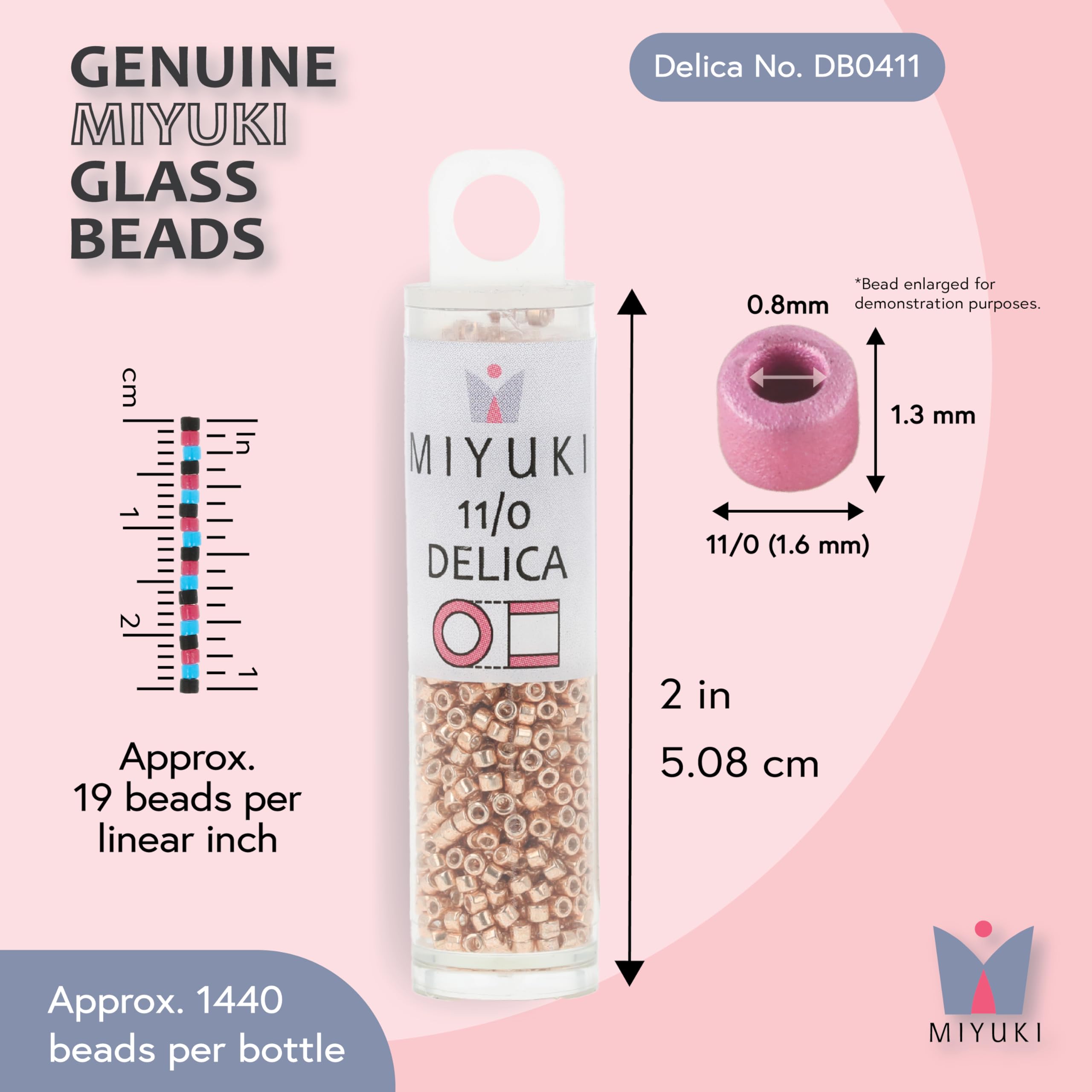 Amazon.com: Miyuki Delica Seed Beads – Size 11/0 (1.6 mm), DB0411