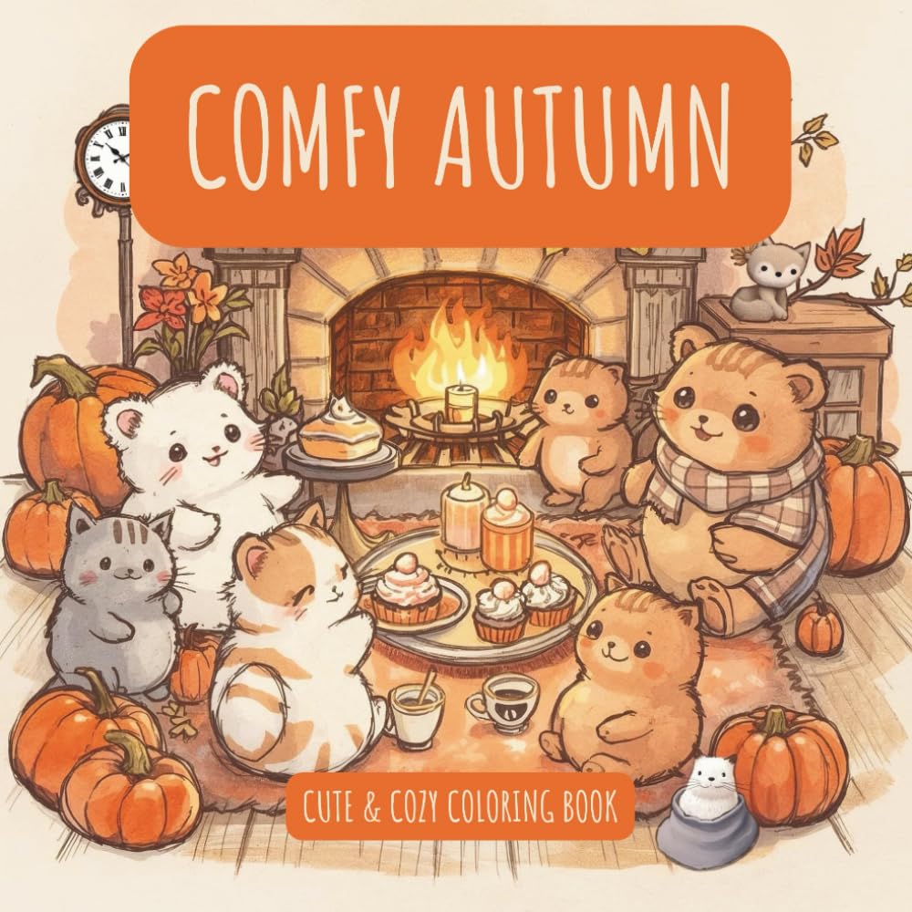 Comfy Autumn: Cute and Cozy Coloring Book with Pumpkins, Leaves & Harvest Scenes for Relaxation, Mindfulness and Stress Relief
