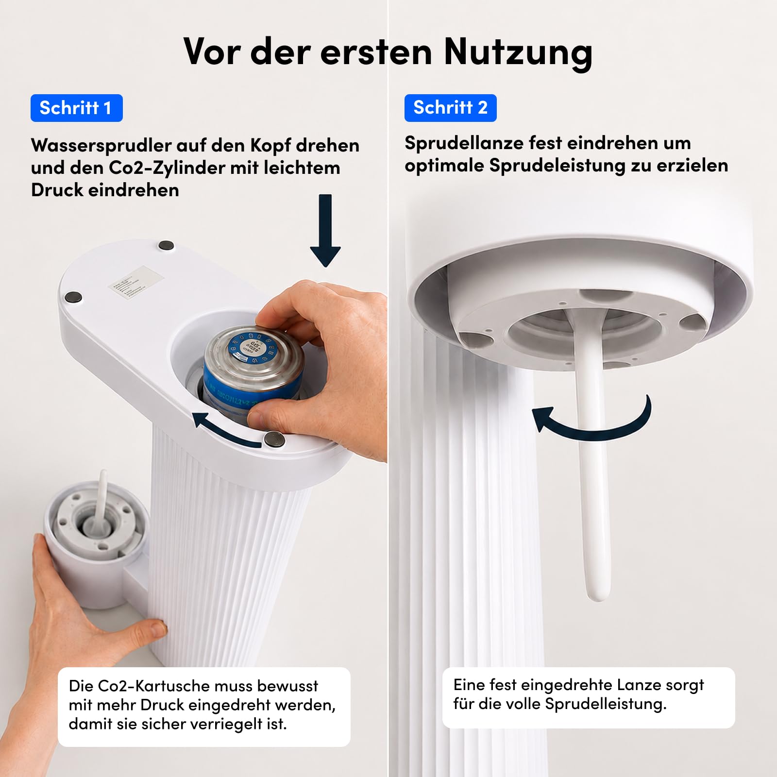 Sodapop Cooper Pro saturator do wody gazowanej, biały, w zestawie 1 x butelka PET, łatwa obsługa bez wkręcania, z mechanizmem do zawieszania bez wkręcania, stylowy i zajmuje mało miejsca, wysokość 45