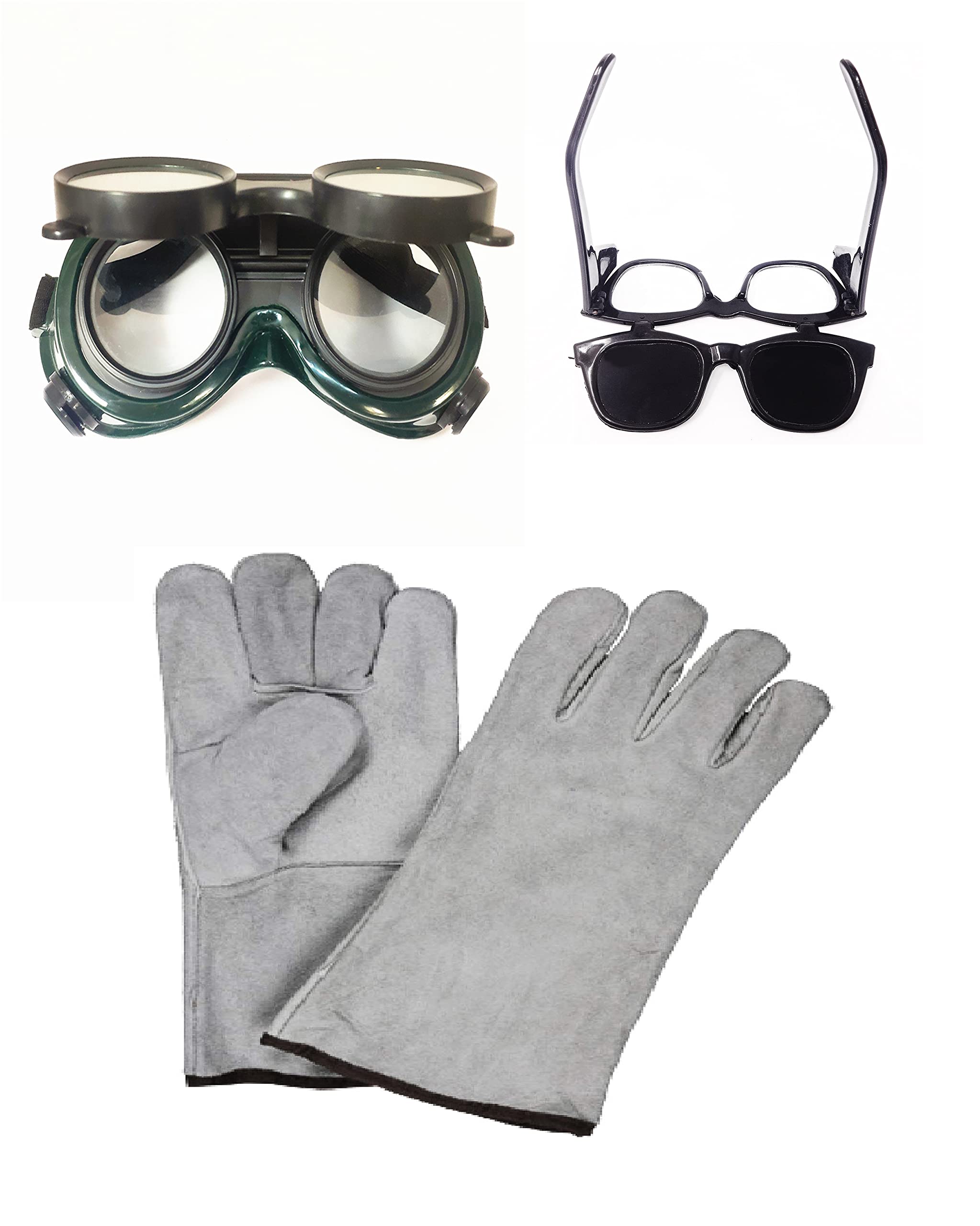Nibiru 3 in 1 Pack two types Welding Goggles For Eye Protection 2 COLOUR WHITE BLACK and JALI BLACK GOGGLE and 1 pair Welding Leather Gloves for Hand Protection Welding Safety Goggle (Free-size) (B09Q3H89CD) Amazon Price History, Amazon Price Tracker