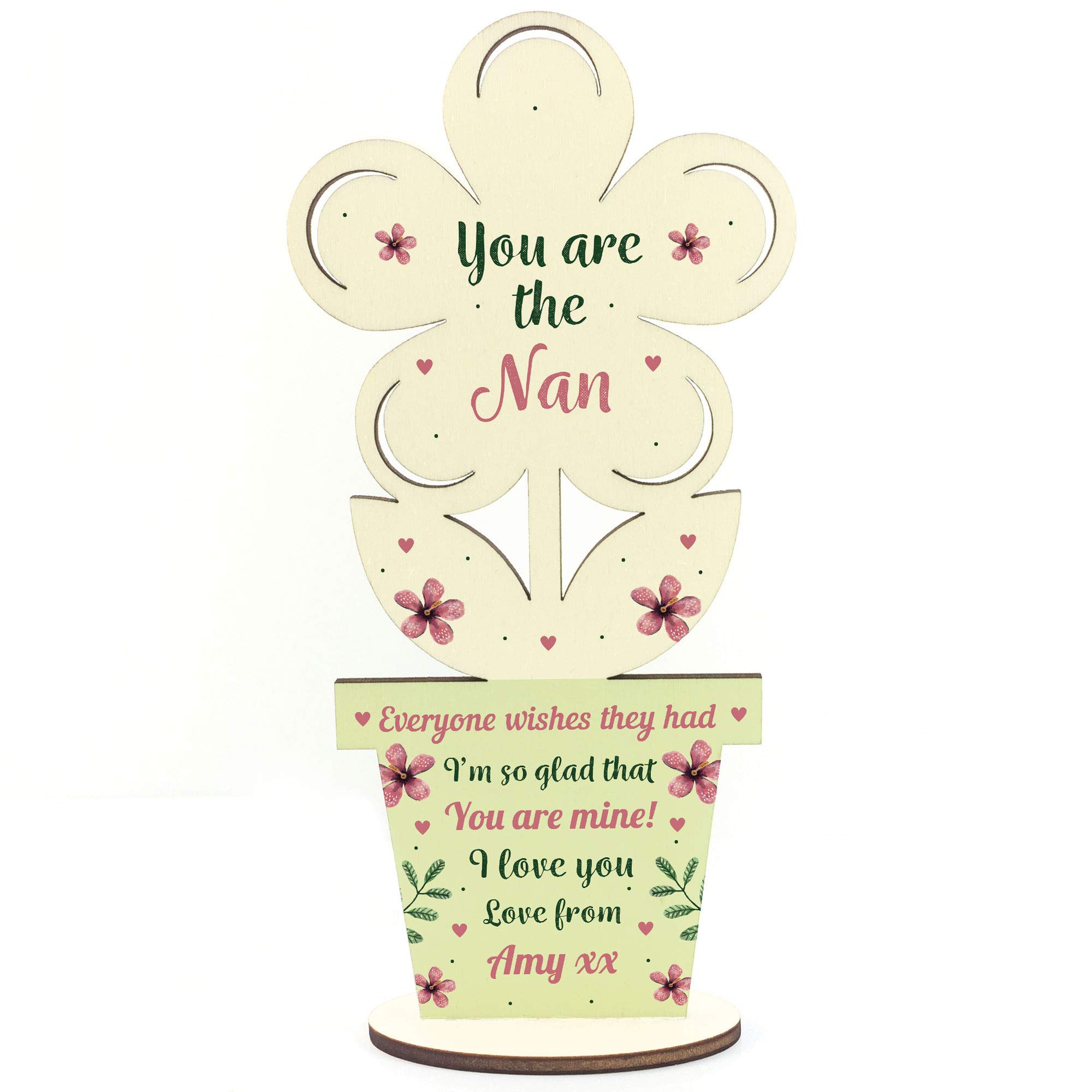 Thank You Gift For Nan Wood Heart Special Birthday Gift For Her Personalised Gift From Grandchildren