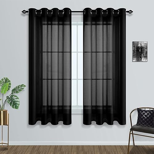 Cortinas transparentes de lino sintético con ojal