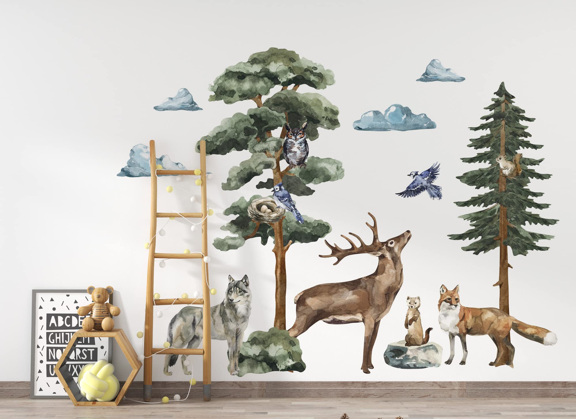 FOREST MYSTERY XXL | Adesivo da parete per cameretta dei bambini | Decorazione da parete per camera dei bambini | Murale per la cameretta dei ragazzi | (ms3631)