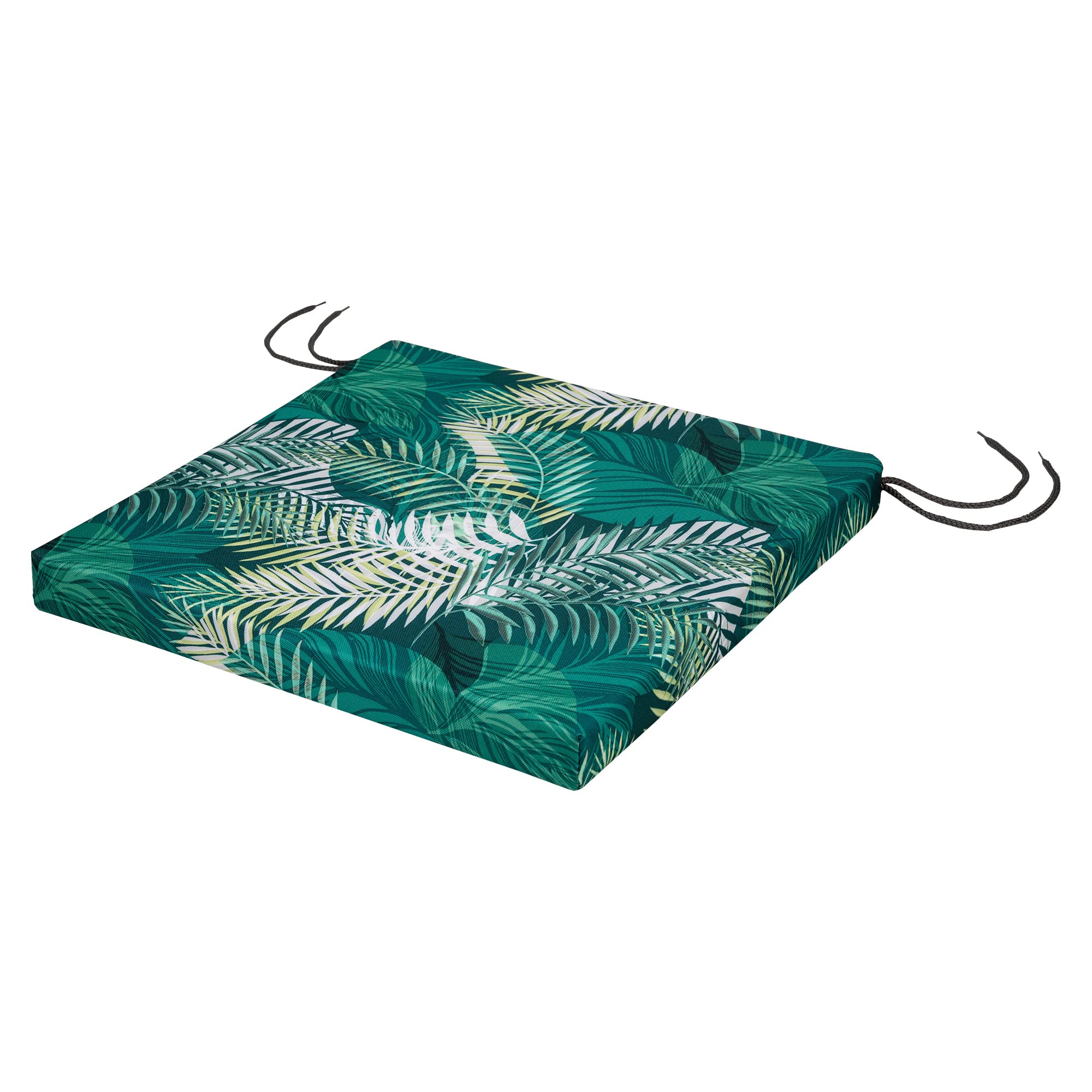 SOFTILLO Patio Chair Cushion with Seat Ties - Indoor and Outdoor Furniture Seating - Water-Resistant Polyester - Kitchen Dining, Lawn & Garden - 50x44x4cm - Palm Leaves — image 1