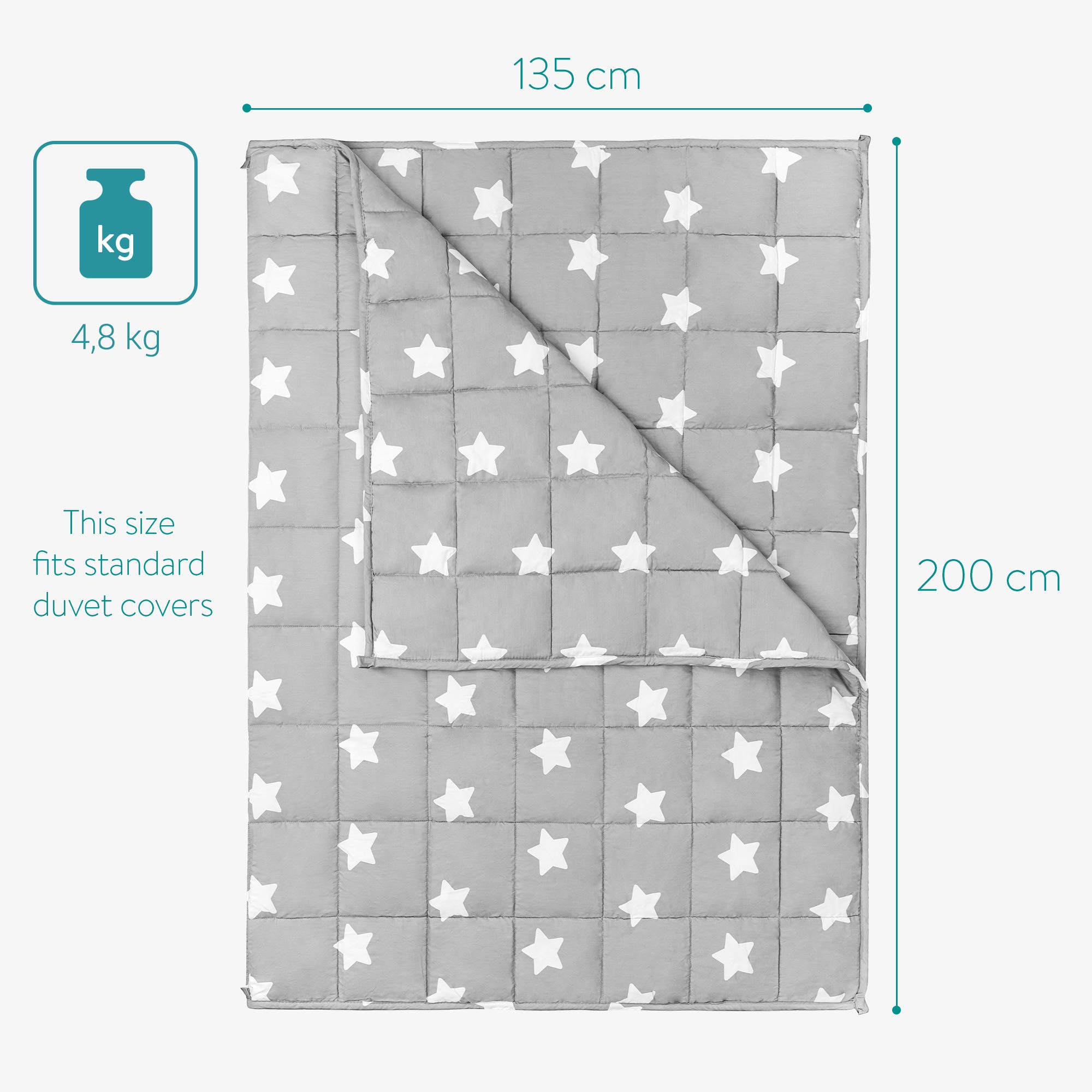 Navaris verzwaringsdeken volwassenen 4,8 kg - Weighted blanket 135 x