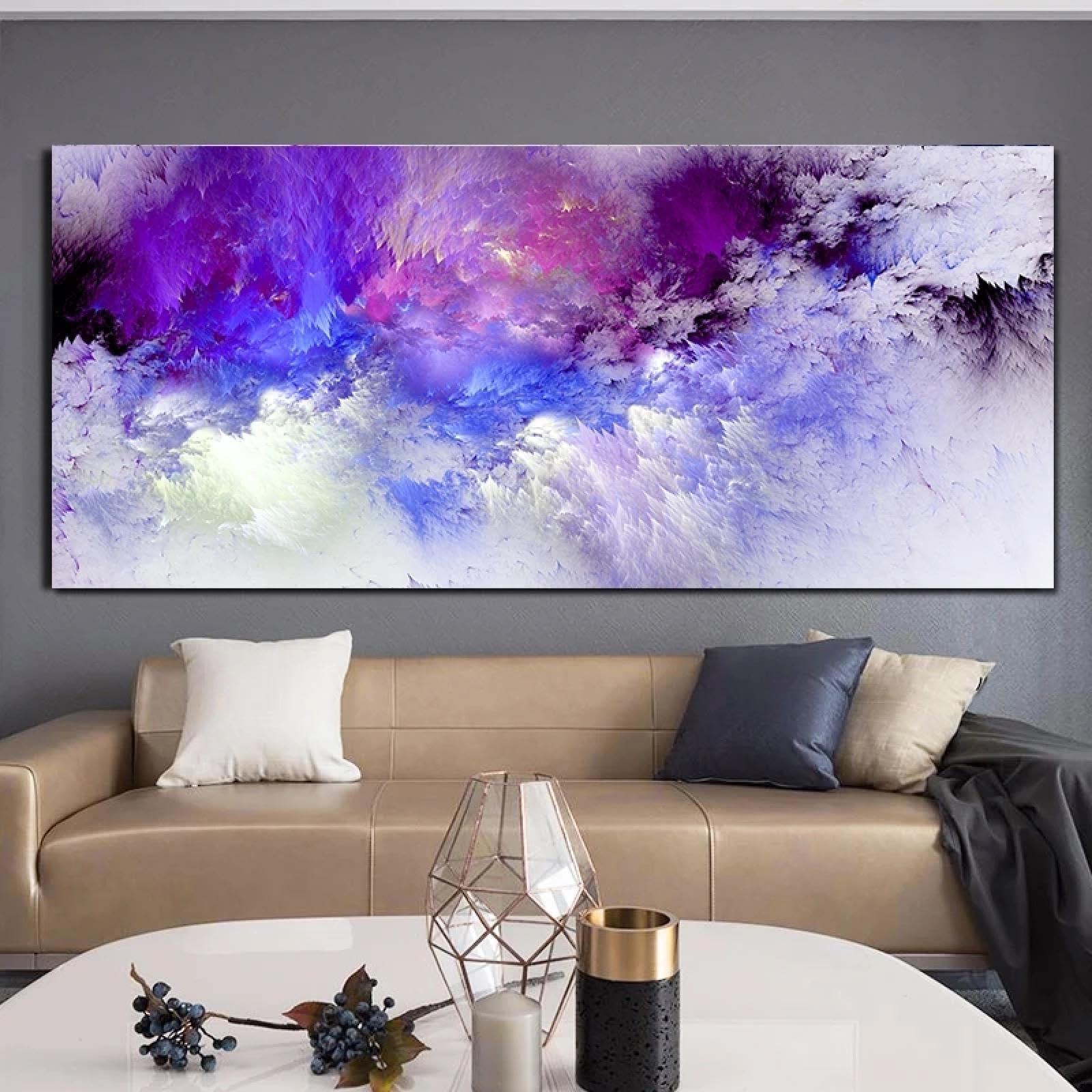 Toile violette abstraite 80x160 cm pour décorer un grand mur vide - 8