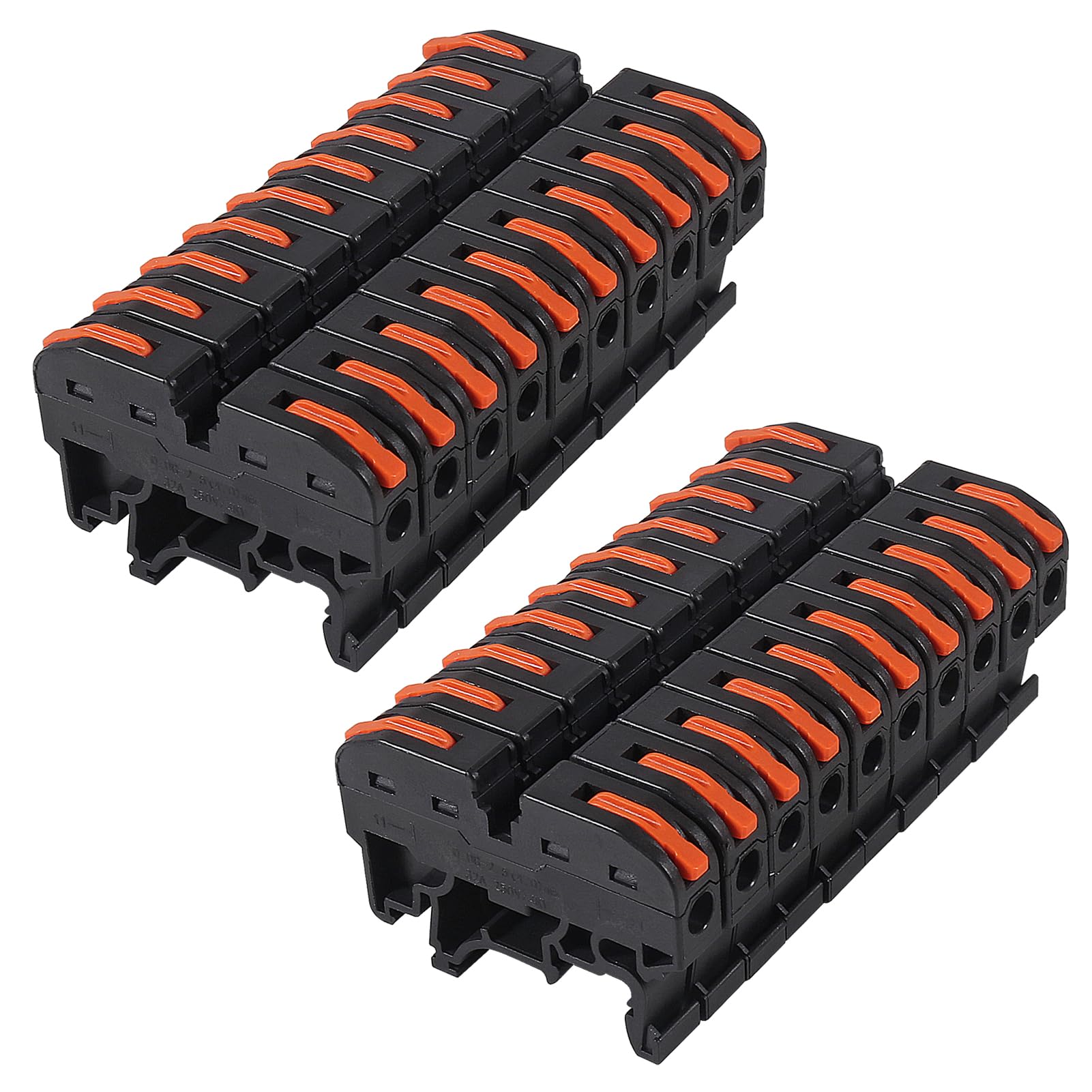 20pcs DIN Rail Terminal Blocks, Compact Wire Conductor Wiring Connectors for 24-12 AWG (Black)