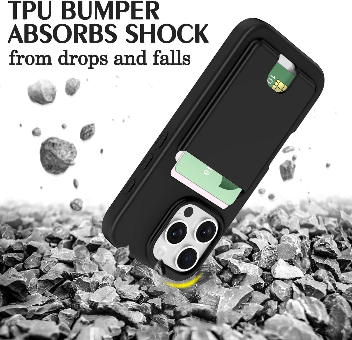 Petocase for iPhone 16 Pro Max Wallet Case Card Holder Slot Slim Fit Flexible TPU Gel Rubber Soft Skin Silicone Protective Phone Case Cover for Apple iPhone 16 Pro Max 6.9 inch Black - Image 4