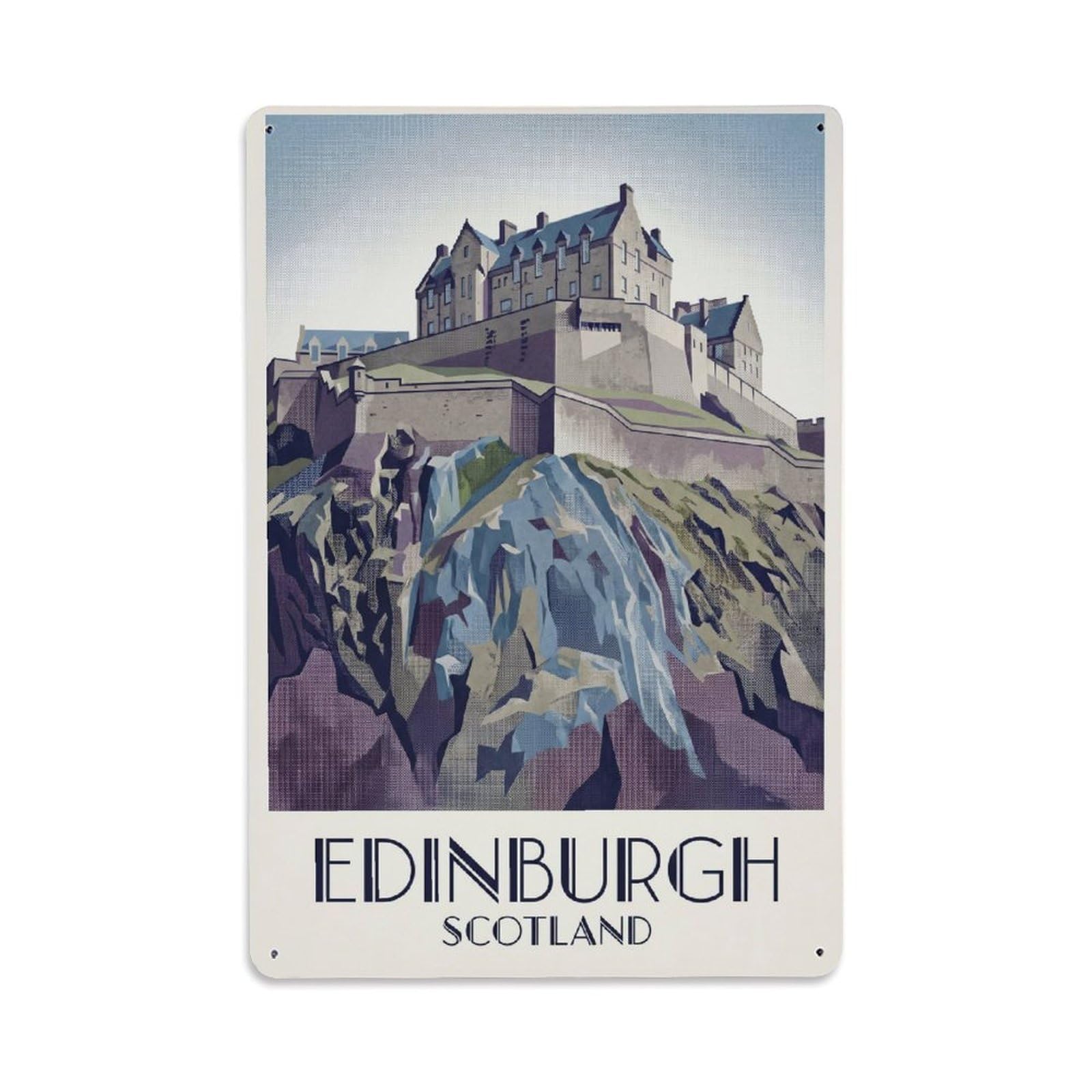 Travel Retro Scotland Edinburgh Metal Tin Sign Plaque Wall Decor for Cafe, Club Bar, Office, Garden Metal Poster 8x12Inch