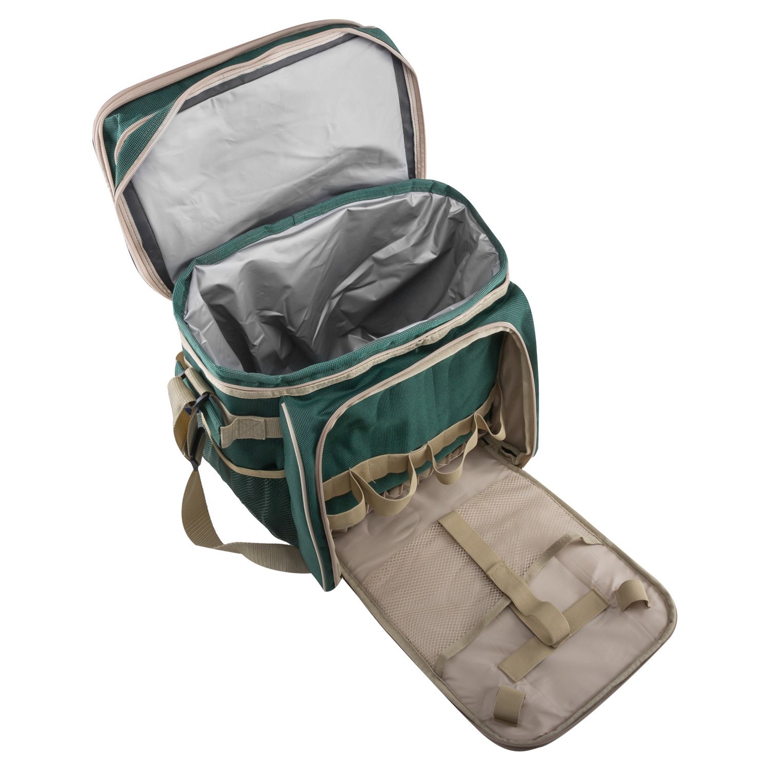 anndora Picknicktasche grün beige Kühltasche inkl. Zubehör 4 Personen 29 Teile