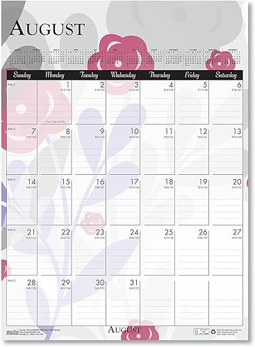 Miniatura 7 de House of Doolittle Calendario mensual de pared 2024, flores silvestres, 12 x 16.5 pulgadas, enero a diciembre (HOD3462-24)