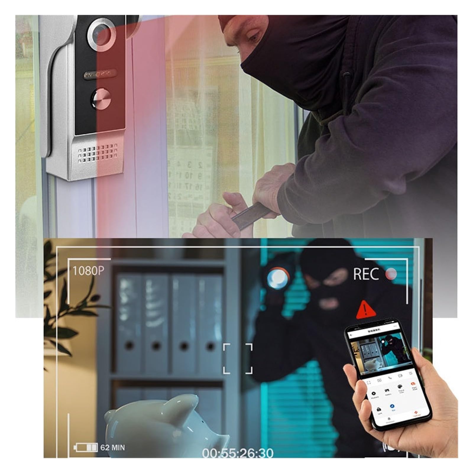 Timbre con Vídeo Inteligente Tuya, WiFi De 9 Pulgadas, Aplicación Móvil, Desbloqueo Remoto Pantalla Clara Protección Todo Tipo Clima