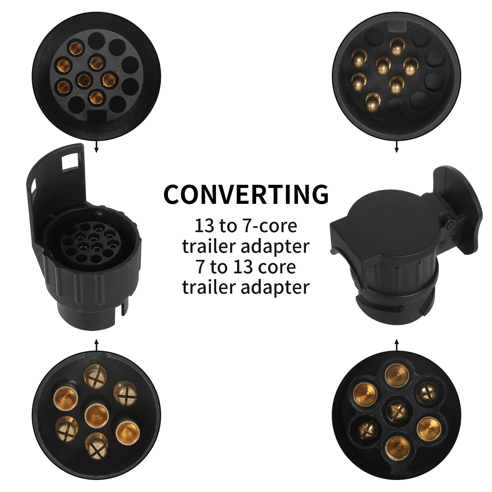 2 Supporti Per Spina Rimorchio 13 E 7 Poli - Porta Connettore Universale In Metallo Nero