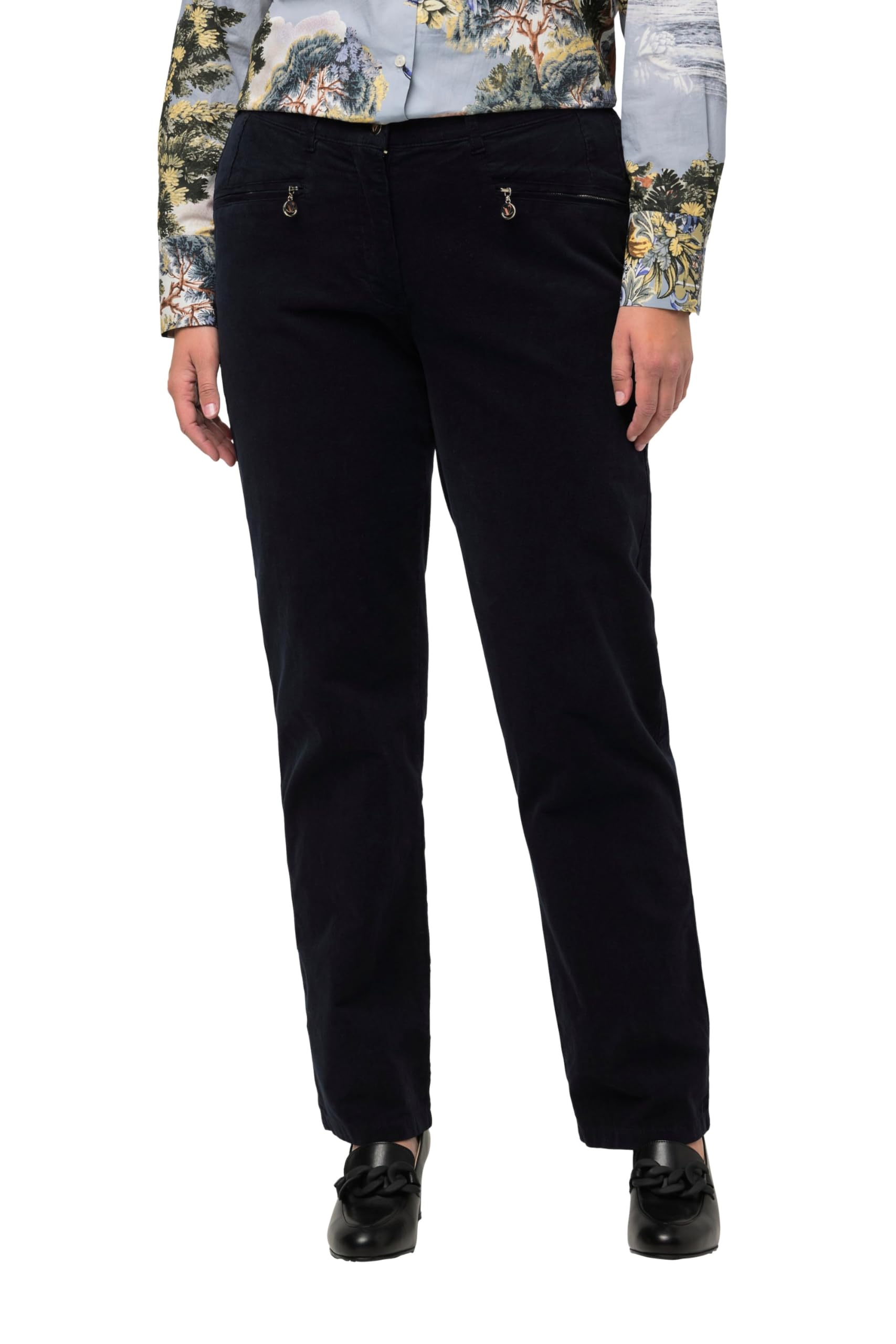 Ulla Popken Damen große Größen Übergrößen Plus Size Cordhose Mony, Komfortbund, Reißverschlusstaschen 809121