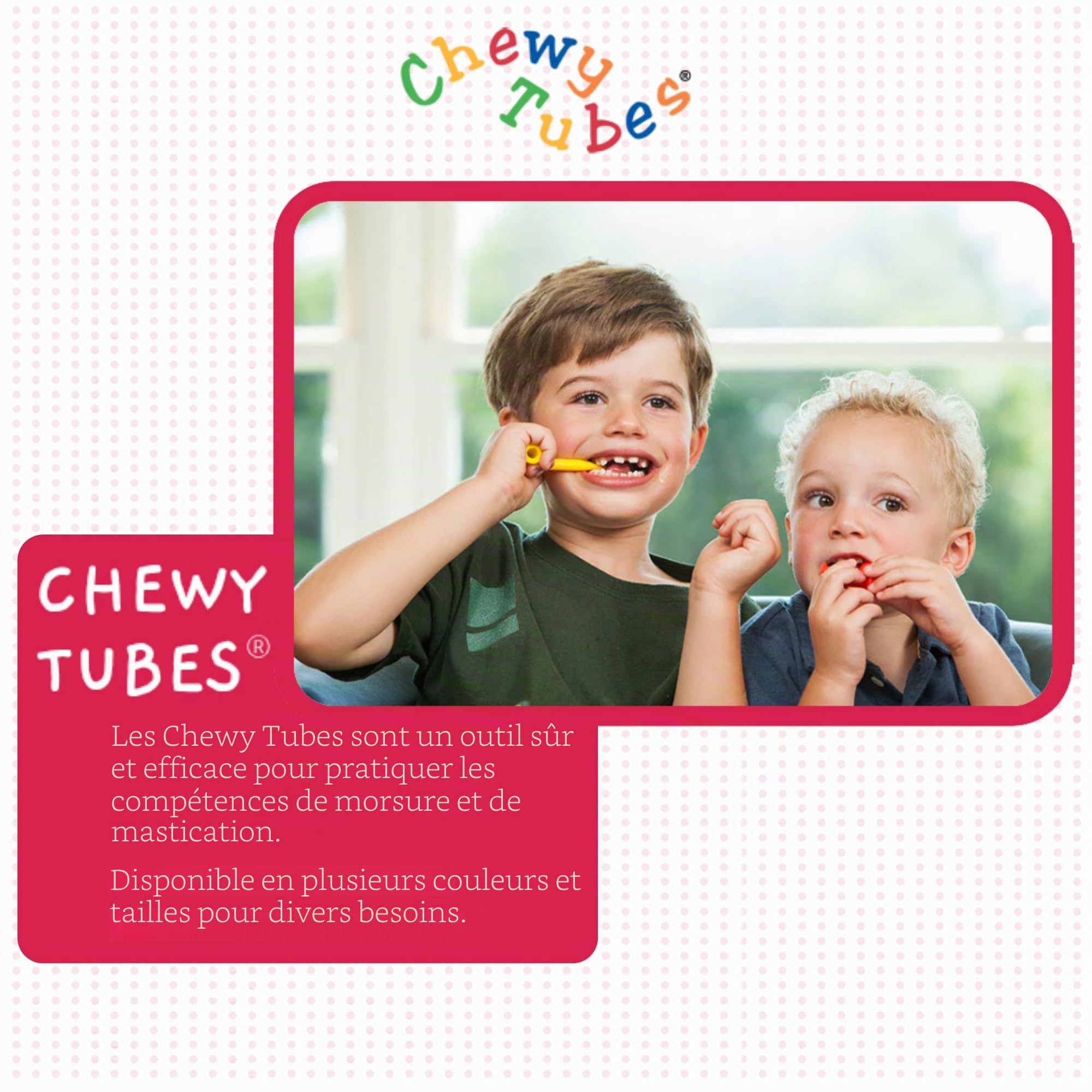 Chewy Tubes - Outil à mâcher à moteur oral, sûr, non toxique, sans latex et sans phtalate, rouge