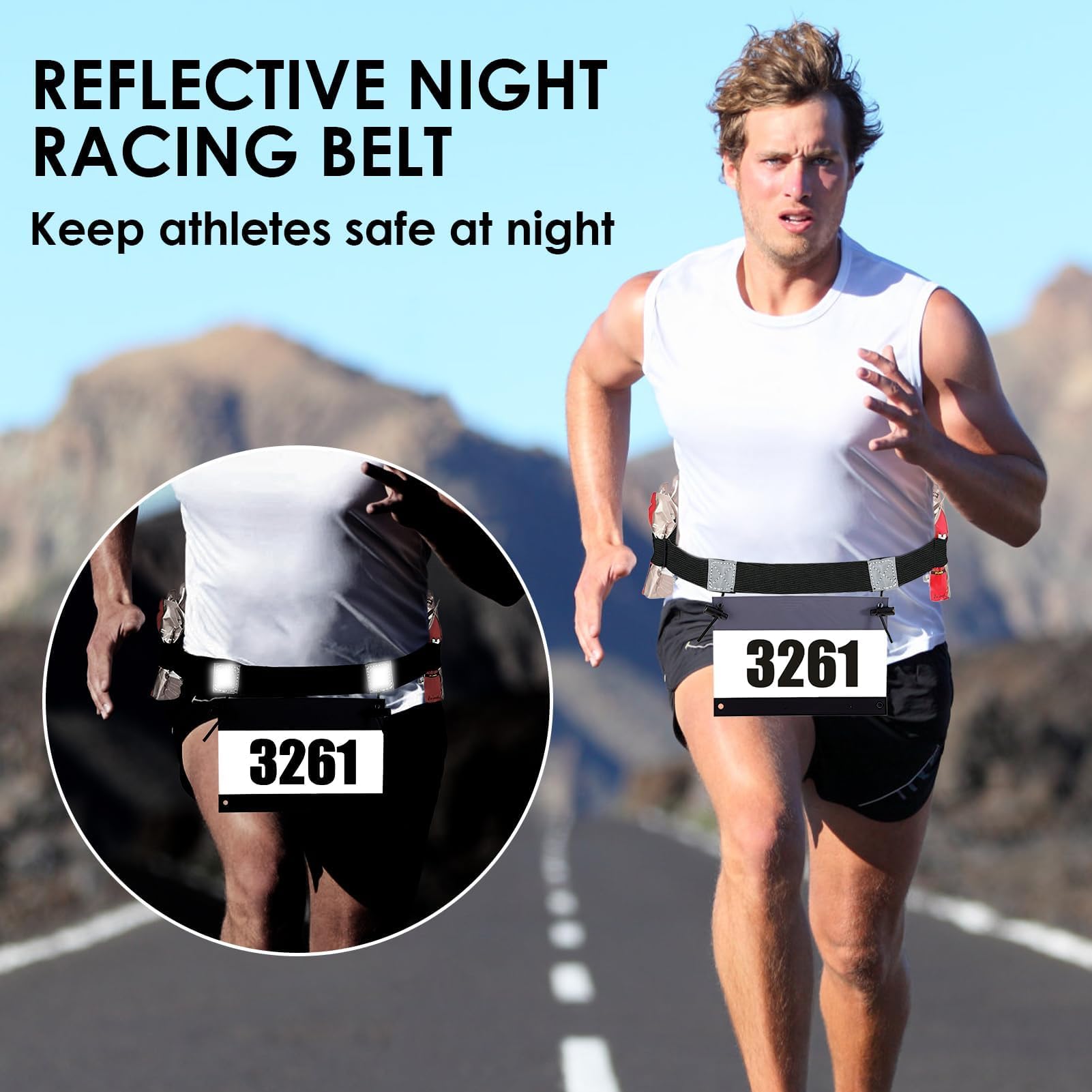 Porte Dossard, Ceinture Running, Numéro de Participant Coureur, pour Marathon Triathlon Ceintures, Porte Dossard Vélo, Léger et Respirant, sans Épingle à Porter, Fixation et Maintien Optimaux (Noir) - 3