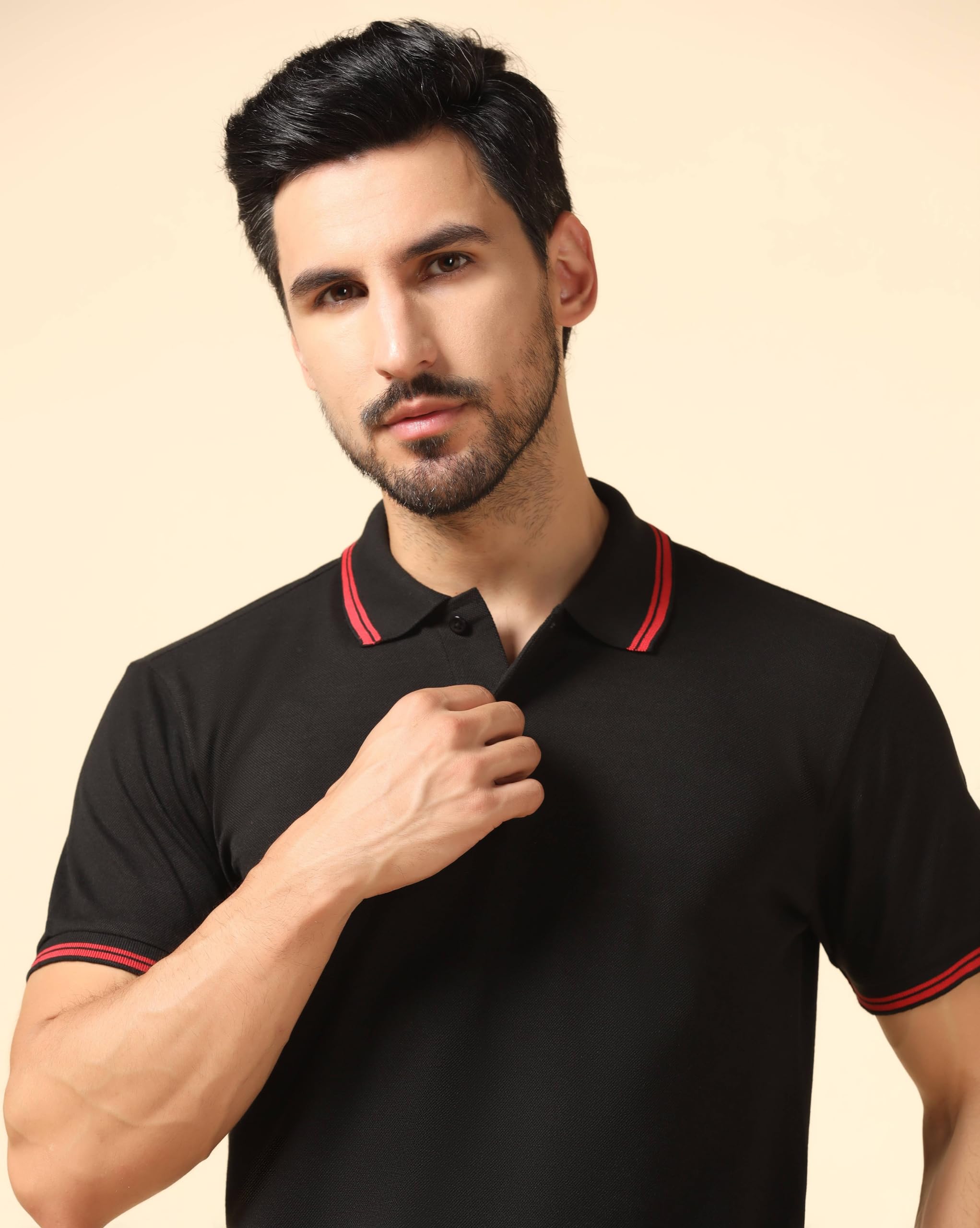 INKKR Polo da uomo a mezza manica con colletto solido