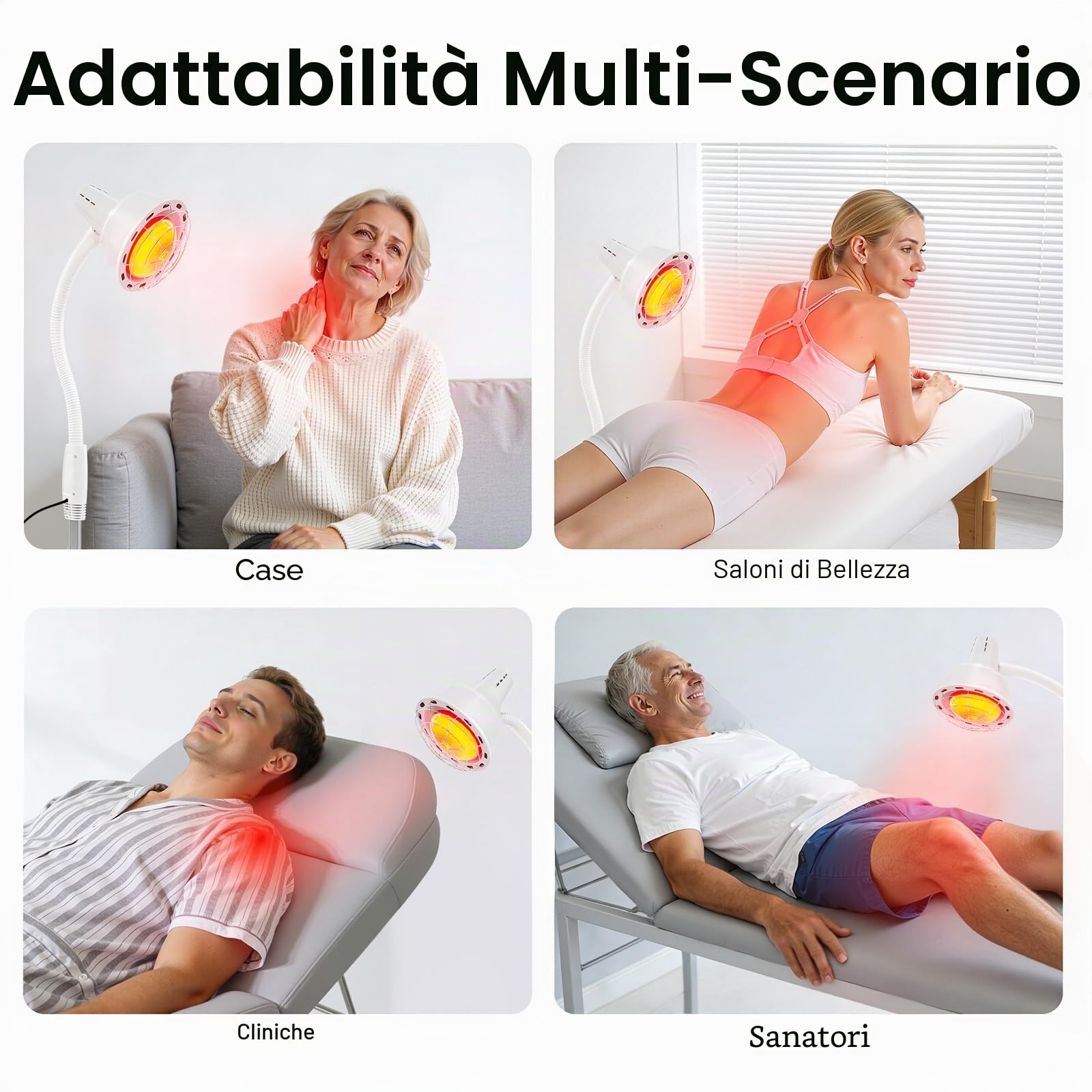 Lampada a Infrarossi 275W, Piantana con Luce Rossa Regolabile in Altezza e Temperatura 8-70°C Base 30cm per Terapia Muscolare