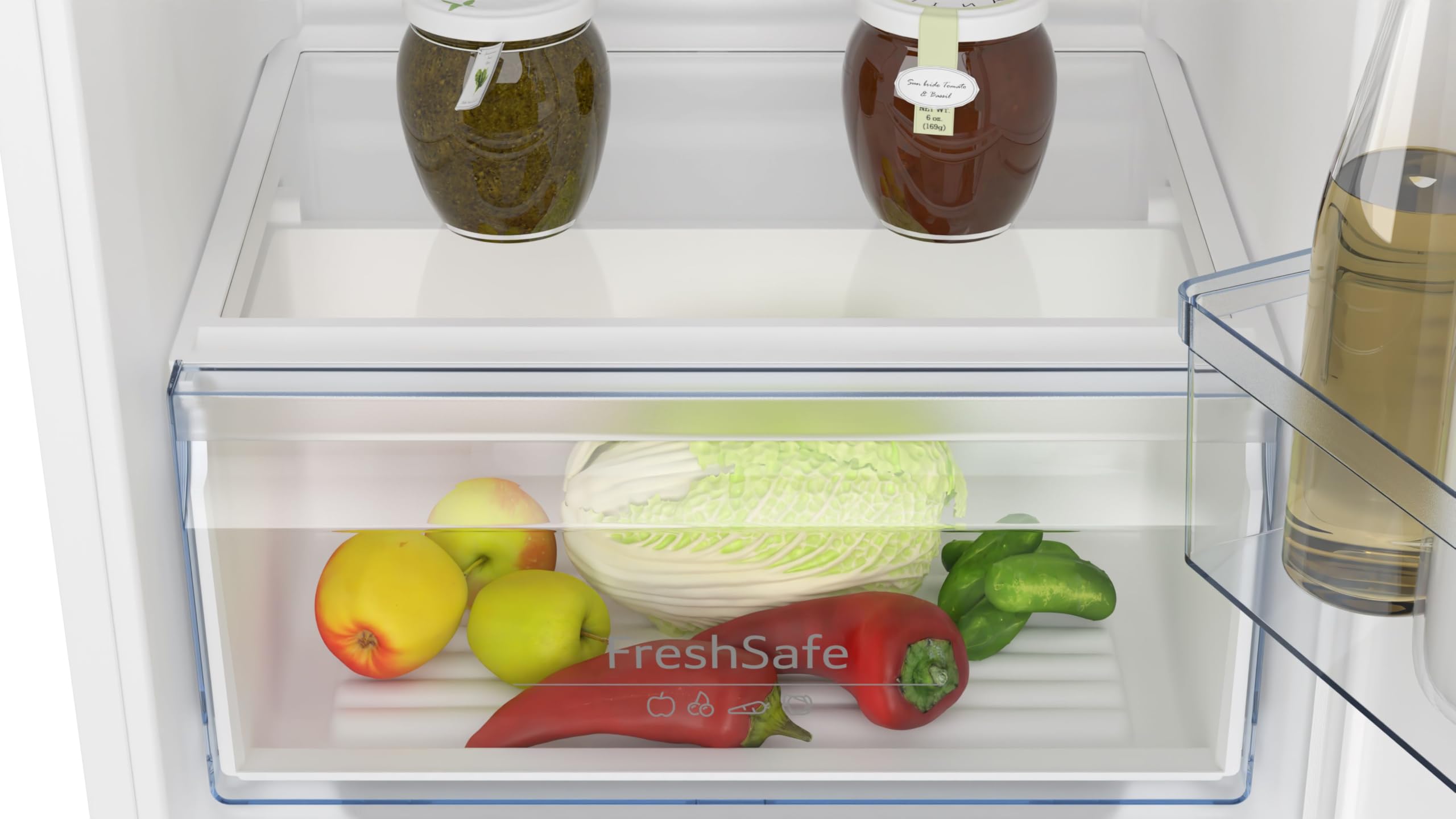 NEFF KI1311SE0, N 30, Einbaukühlschrank, 102,5 x 56 cm, 165 L Kühlen, Made in Germany, Leise, Sicherheitsglas, FreshSafe Schublade, Eco Air Flow für konstante Innentemperatur, Schleppscharnier | Made in Germany, 165 L Kapazität, Fresh Safe Box für knackig