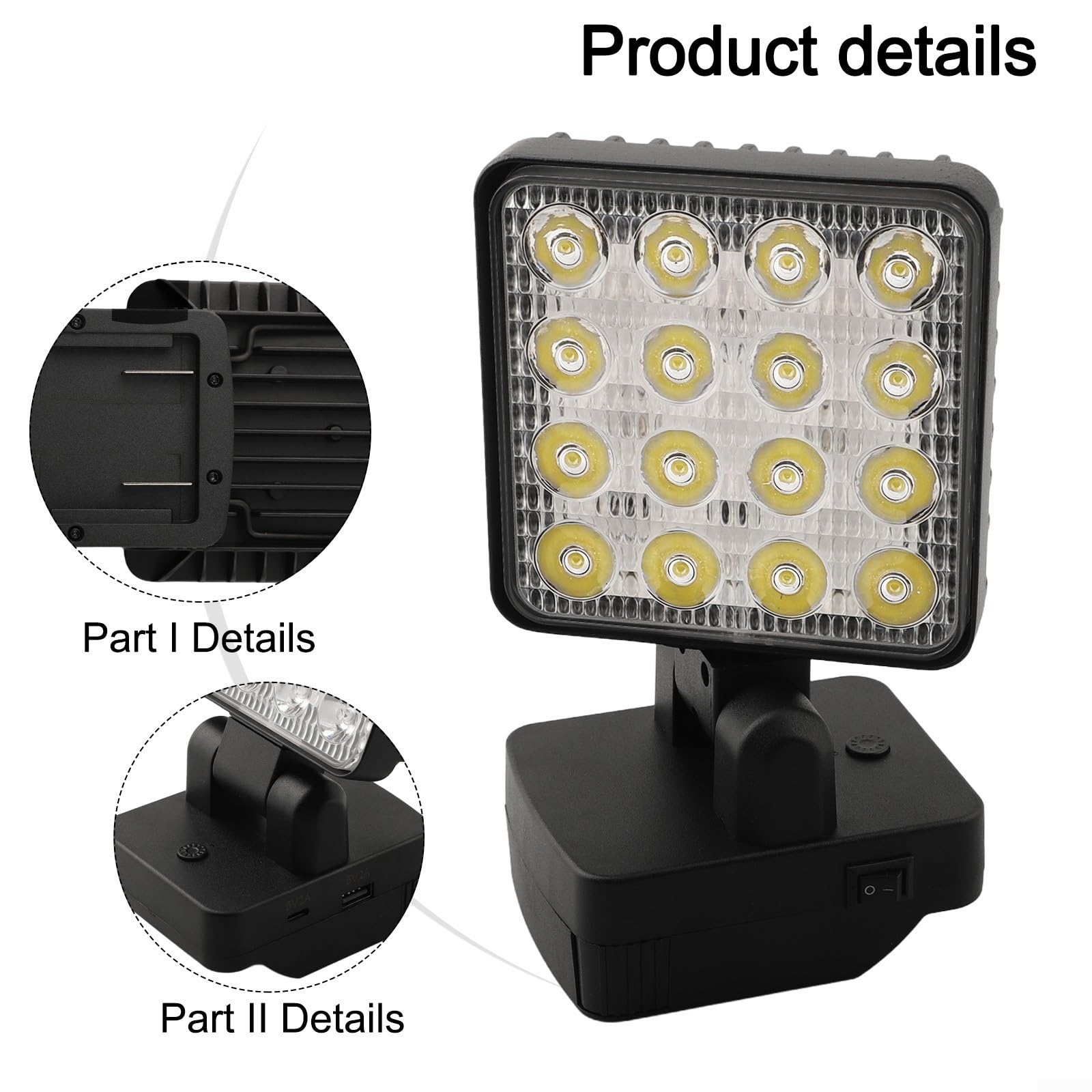 Luz de trabajo LED portátil para baterías Metabo 18V con cabezal ajustable para posicionamiento