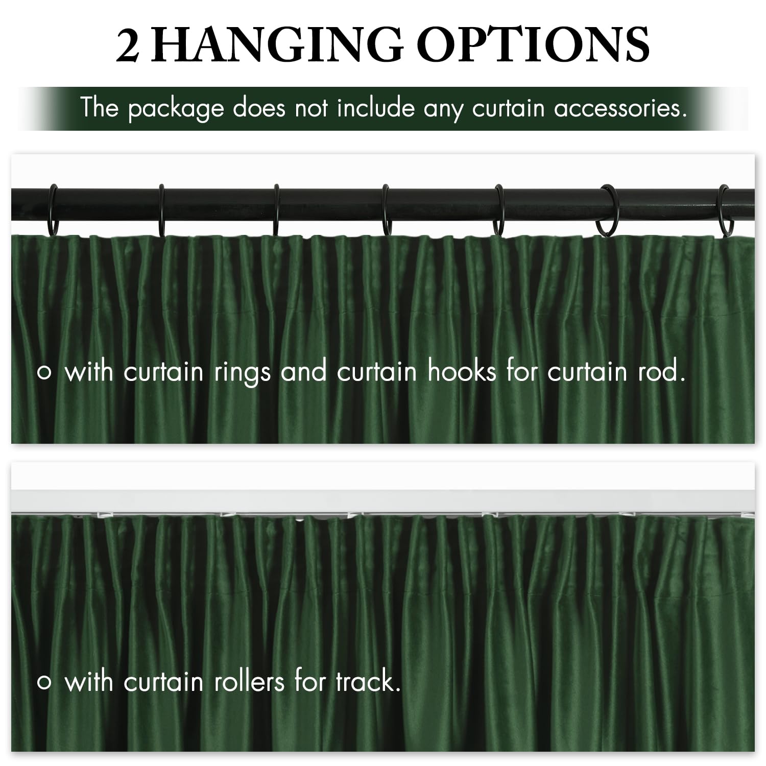 MIULEE Dark Green Velvet Pencil Pleat Darkening Curtains for Bedroom 2 Panel Set, Super Soft Luxury Home Decor Living Room - Image 3