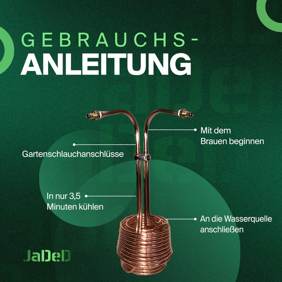 Jaded Brewing Scylla Kupfer-Würzekühler für Bierbrauset | Dreifachspiral-Immersionskühler für All-in-One | Passend für Grainfather, Brewzilla, Anvil Foundry | Für Kessel mit Heizelementen