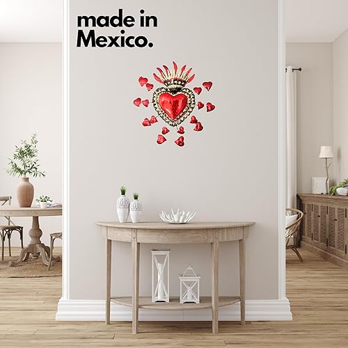Miniatura 4 de Milagro - Corazón de lata en relieve - Decoración de pared de arte popular mexicano - Hecho a mano en México - Dije de Milagros - Adorno de corazón