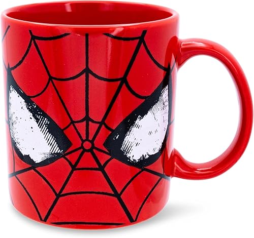 Silver Buffalo Marvel Comics Spider-Man - Taza de cerámica clásica con máscara Taza de café sin BPA para expreso, té, capacidad para 20 onzas