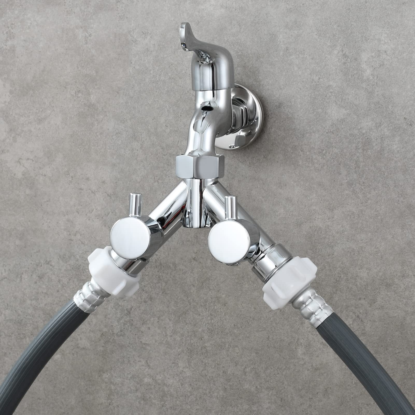 Tecmolog Distributore a 4 Vie in Ottone Connettore a Y Sdoppiatore Rubinetto per Tubo da Giardino Cromato, DSF015A