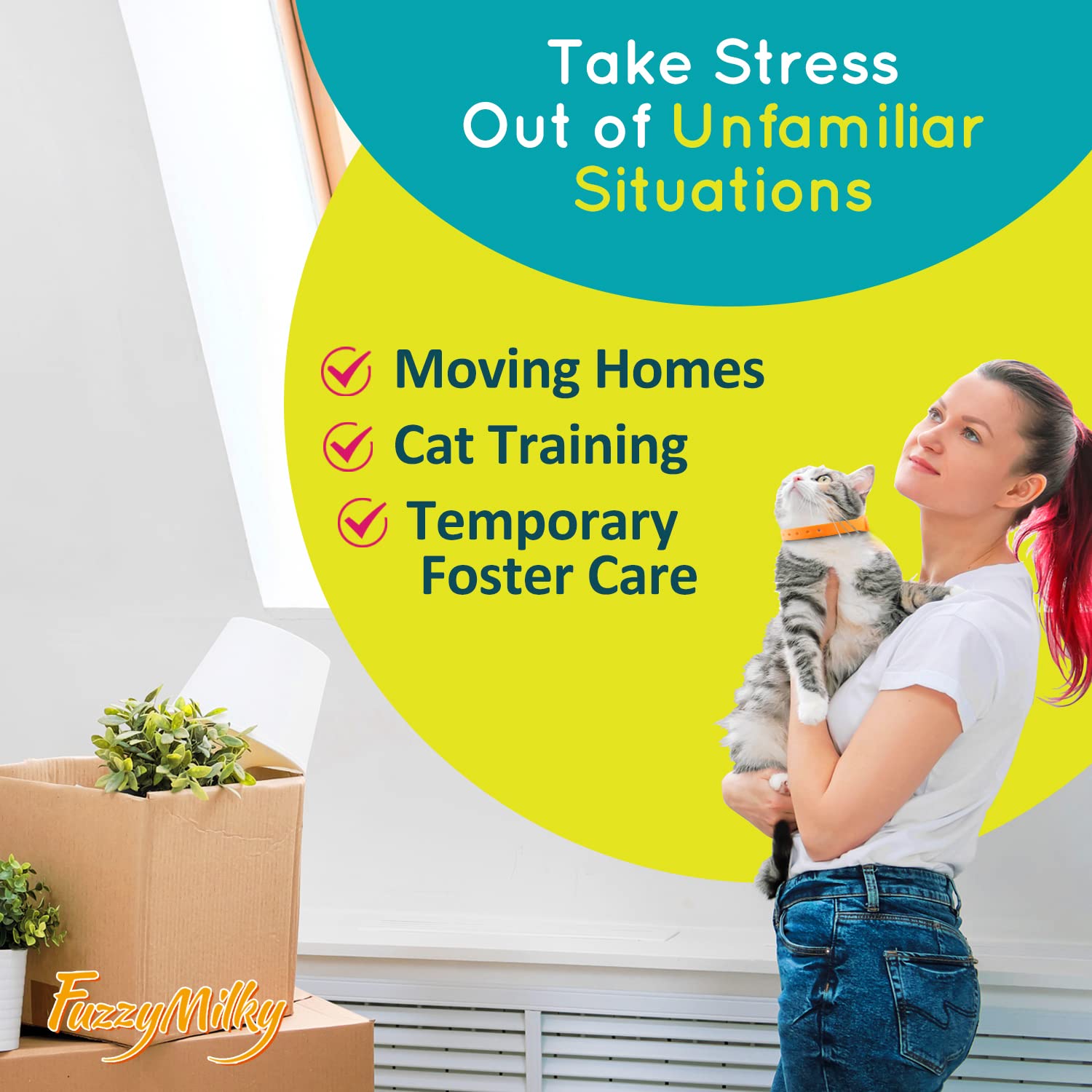 Calming Collar for Cats - Cat Calming Collar Infused with Synthetic Pheromones, Cat Pheromone Diffuser Necklace for Anxiety Relief, Travel, Keeping Quiet - 4 Weeks Supply Each Collar (Orange, 4P) - image 4