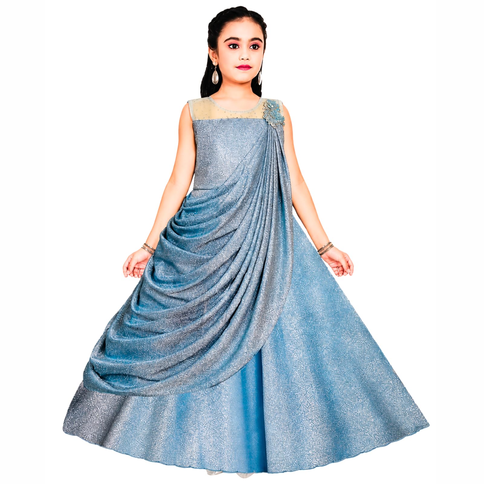 Buy Z Z D Fashion Trendy Party Sequin Work Full Length Gown Dress