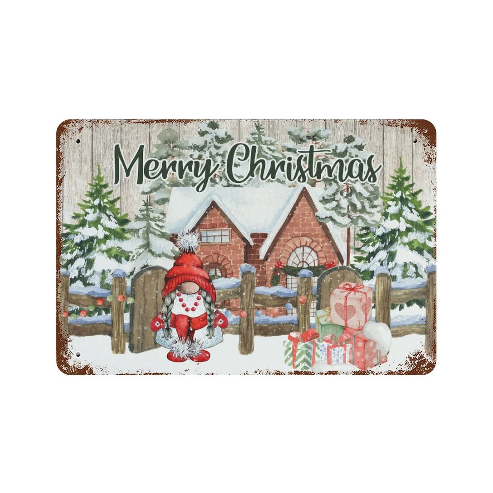 Panneau « Merry Christmas Farm » en aluminium pour célébrer Noël en famille