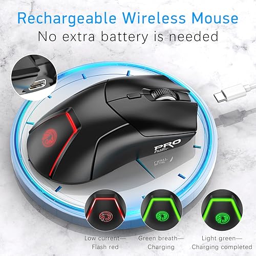 Miniatura 3 de FMOUSE Mouse inalámbrico para laptop, mouse Bluetooth ergonómico con triple modo (Bluetooth dual + 2.4G inalámbrico) 4000 DPI USB-C recargable