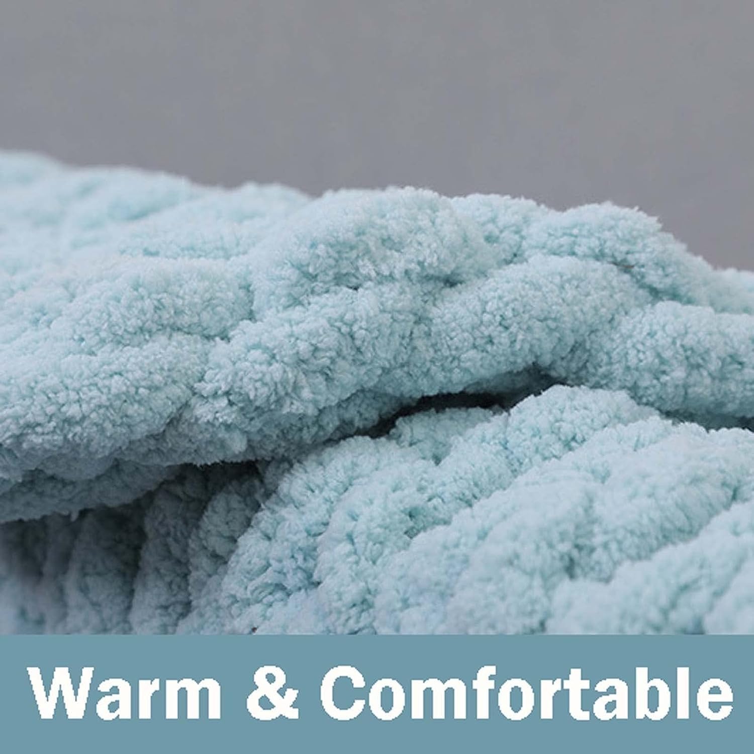 Coperta in ciniglia lavorata a maglia grossa, fatta a mano, morbida coperta per divano, letto, decorazione per la casa