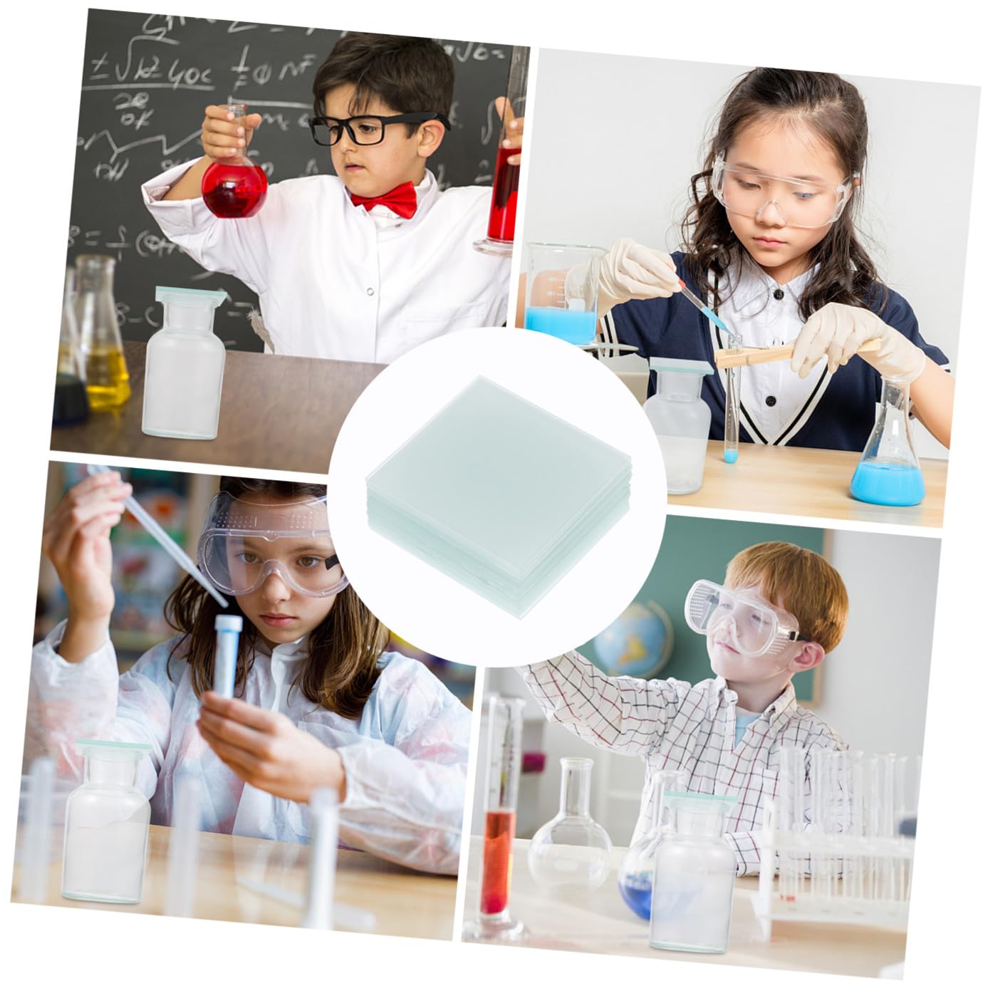 MAGICLULU Milchglasplatten Bruchsicher und Verschleißfest 15 Stück aus Synthetischem Material mit 60x60mm Größe für Experimente im Klassenzimmer und Schullabor