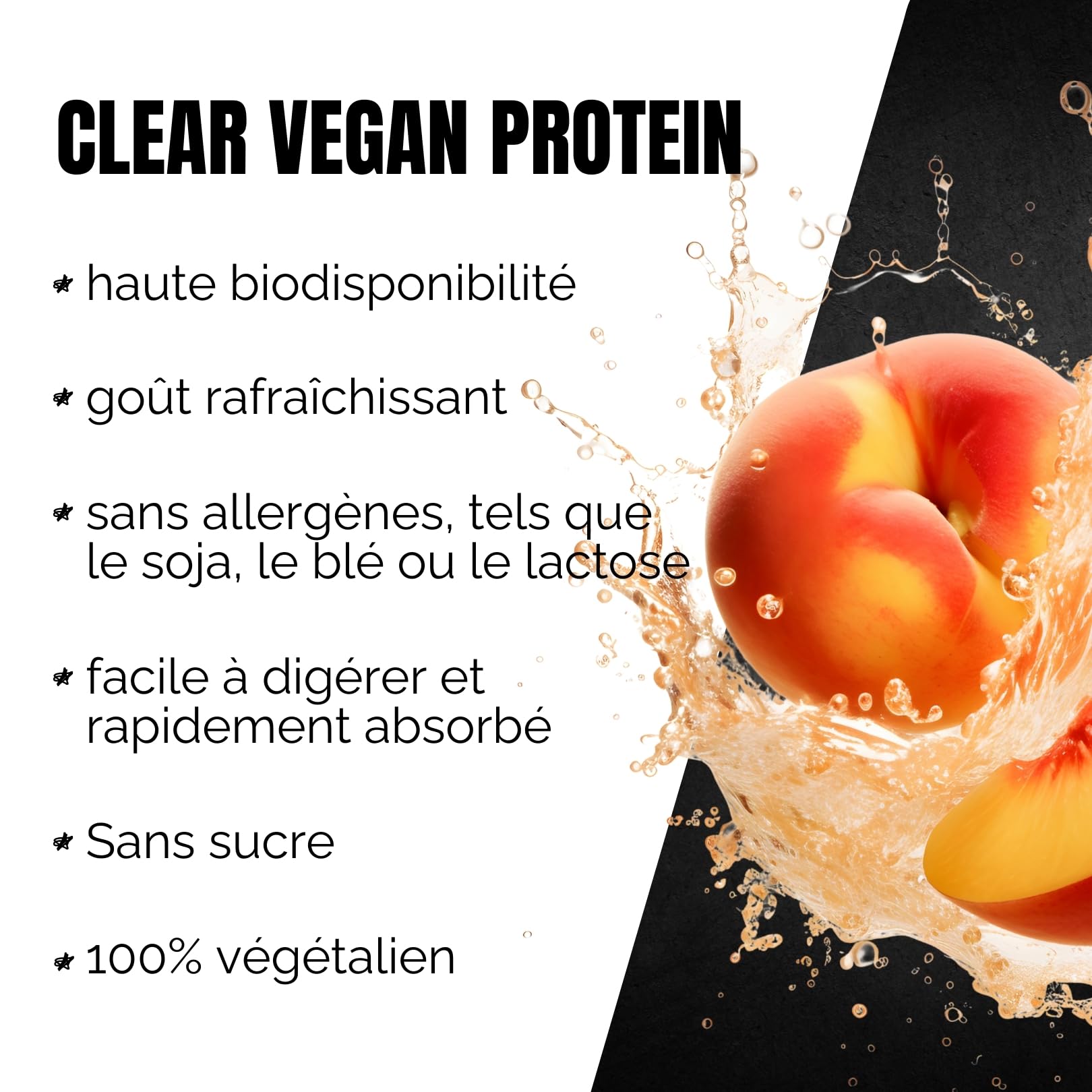 Clear Vegan Protein ICE TEA PÊCHE 750gr - shake incroyablement délicieux & rafraîchissant - Clear Whey Protein Alternative avec hydrolysat de protéines de pois de haute qualité - BIOS Nutrition