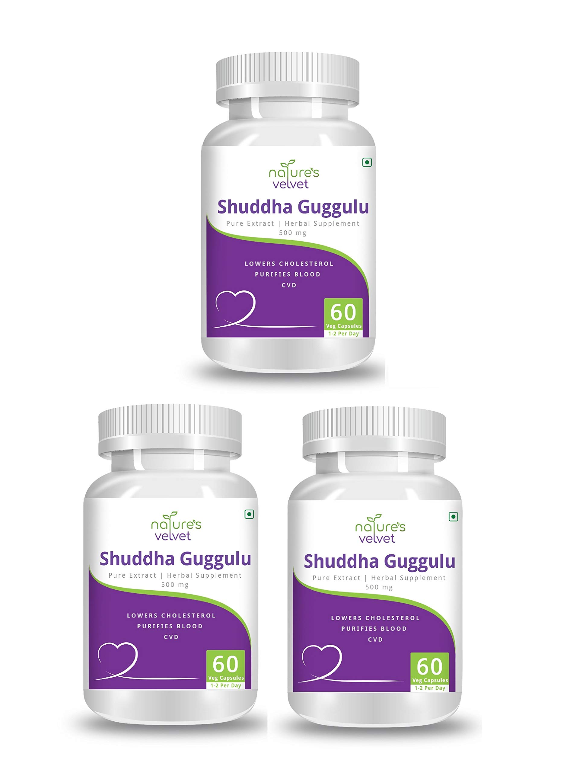 Natures Velvet Pure Extract Shuddha Guggulu 500mg - 60 Capsules Pack of 3 (B07VDGC8CT) Amazon Price History, Amazon Price Tracker