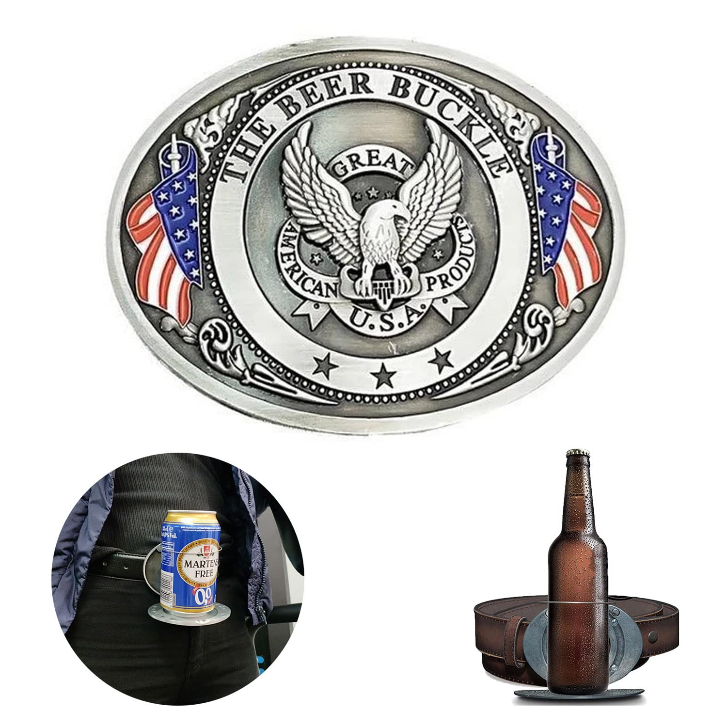 Vintage Belt Buckle Water Bottle Belt Clip Holder Western Cowboy