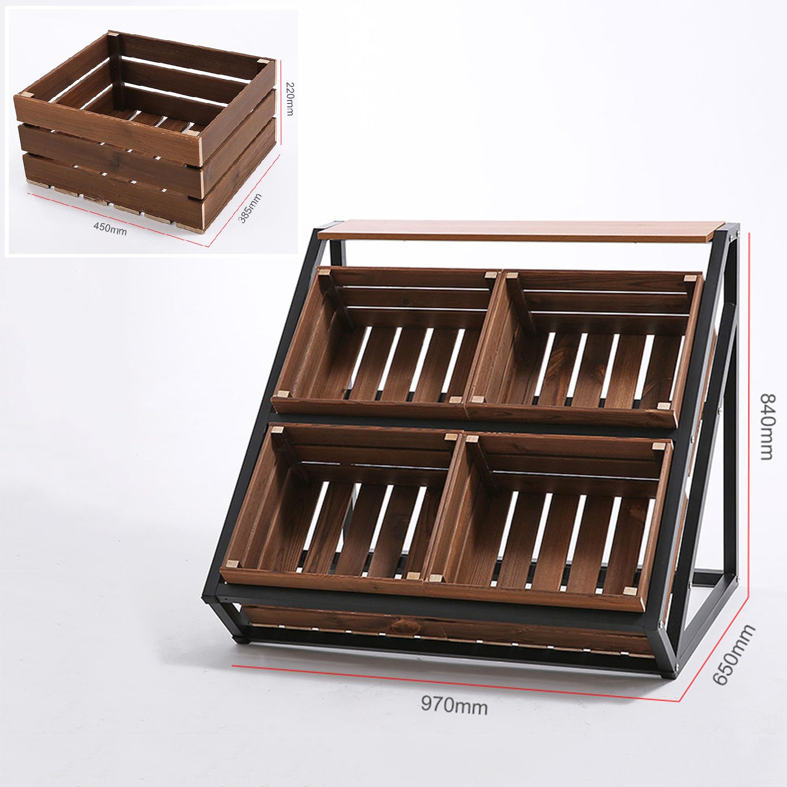 Espositore per Punti Vendita - Ampio Porta cestini per Pane, Verdura e Frutta, Organizer per Confezioni Alimentari Resistente per vetrine, fiere, venditori, Centri Commerciali