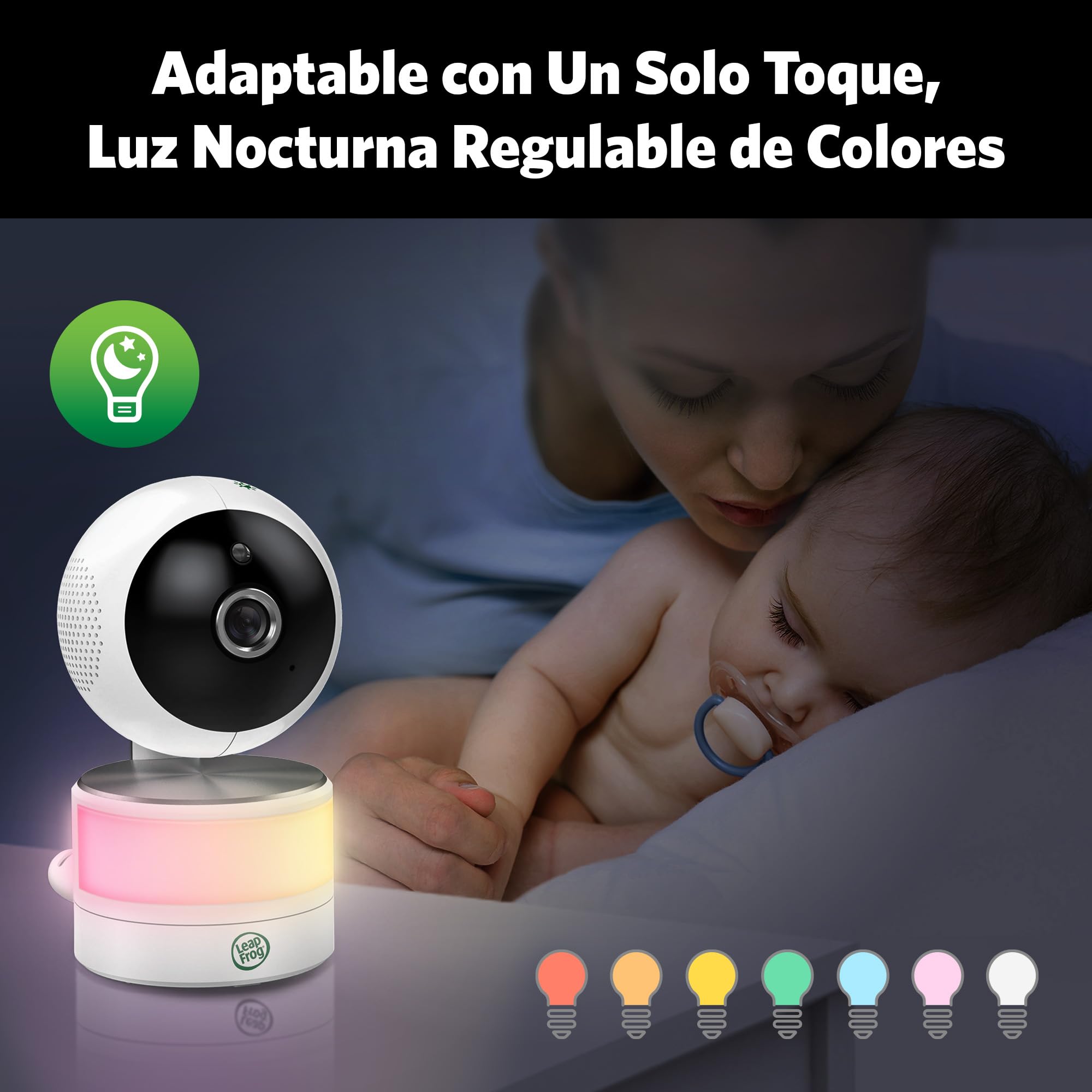 LeapFrog Baby Monitor Color Night Camera, 7" HD 720p Screen, 360° Panorama, 8X Zoom, Night Light, Humidity and Temperature Sensor, Up to 300m Range, Safe Connection, LF920HD