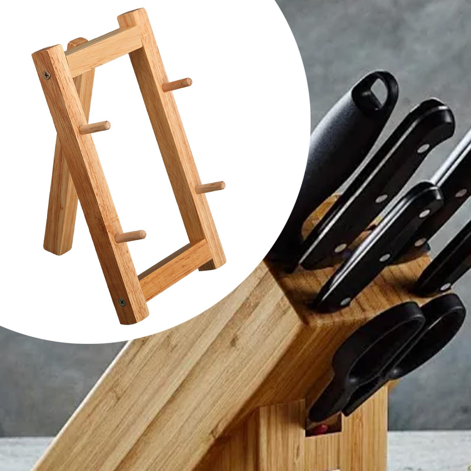 YWJLQH Wood Knife Display Stand Knife Storage Rack 2 Layers Wood Knife Rest Japanese Bayonet Cuisine Shop Knife Organizer Rack