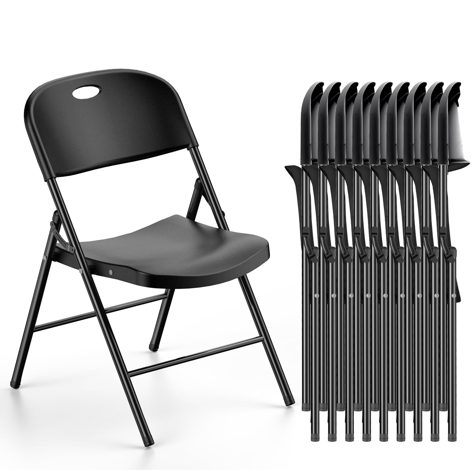 Nazhura 350 Weight Limit Heavy Duty Plastic Folding Chair with Reinfoced Steel Frame for Indoor and Outdoor, Wedding, Party, Restaurant, Meeting Room,