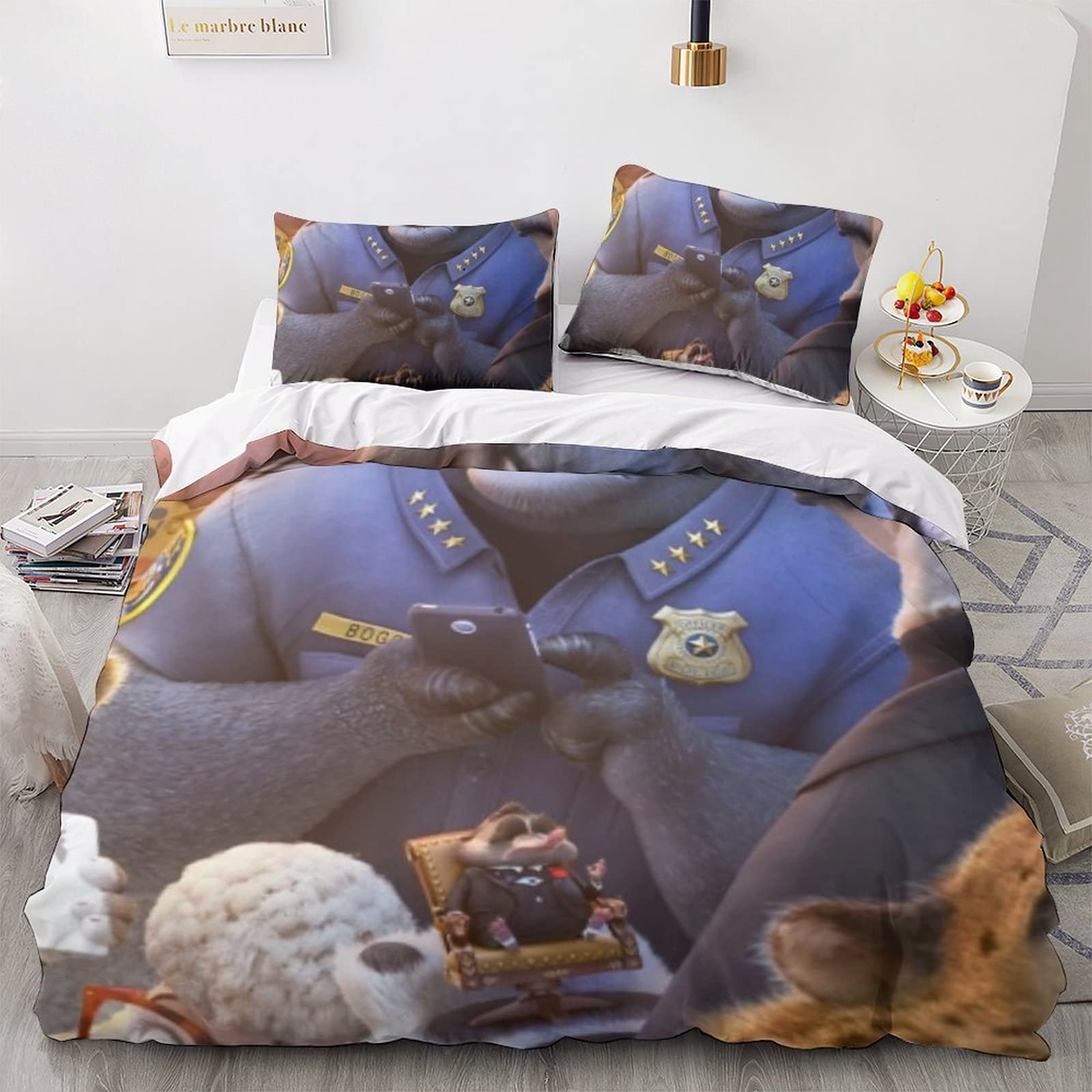 Set Biancheria Da Letto La Bella E La Bestia, Microfibra 3D, 260x220 Cm, Con Cerniera, Super King