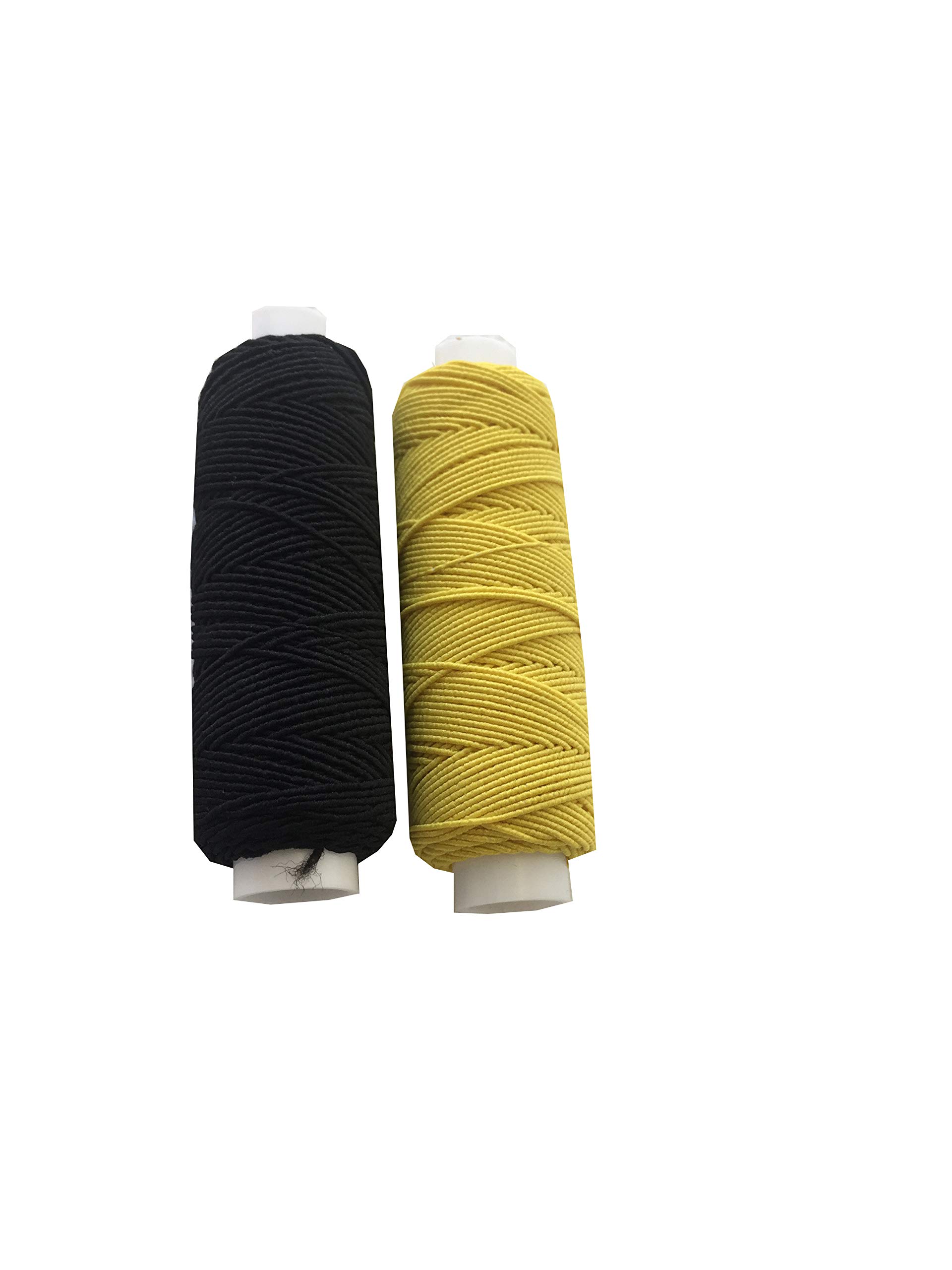 The Trimming Department Black & Yellow Shirring Shearing Elastic Thread, 20 Meter Each Colour Per Spool, Pack Of 2 X 20M Spools, Sewing, Haberdashery, Craft, Smocking, Gathering, (Black & Yellow), 30 Colours Available