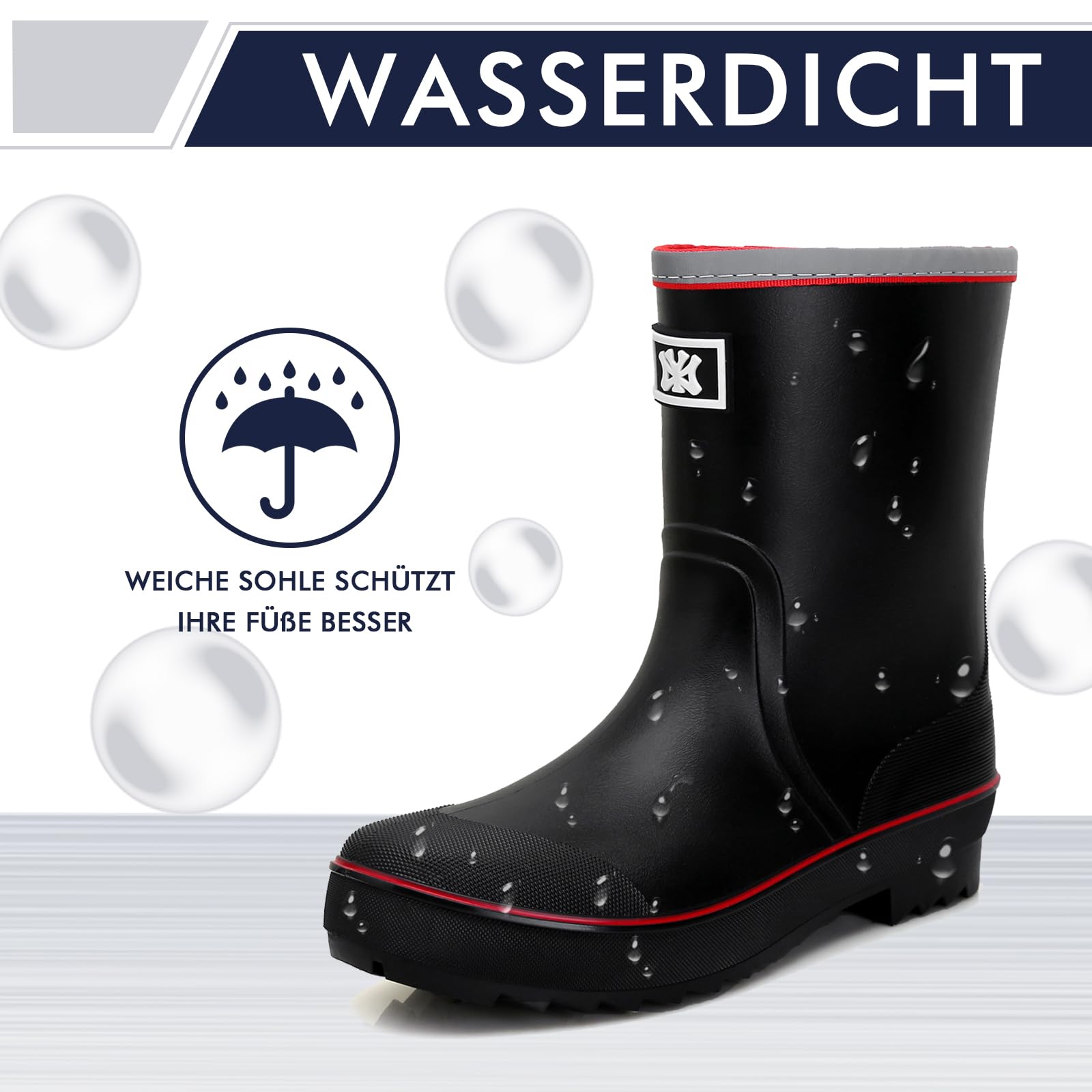 Bottes Caoutchouc Homme, Original Antidérapant étanche Confortables Légères Adulte Bottes de Pluie